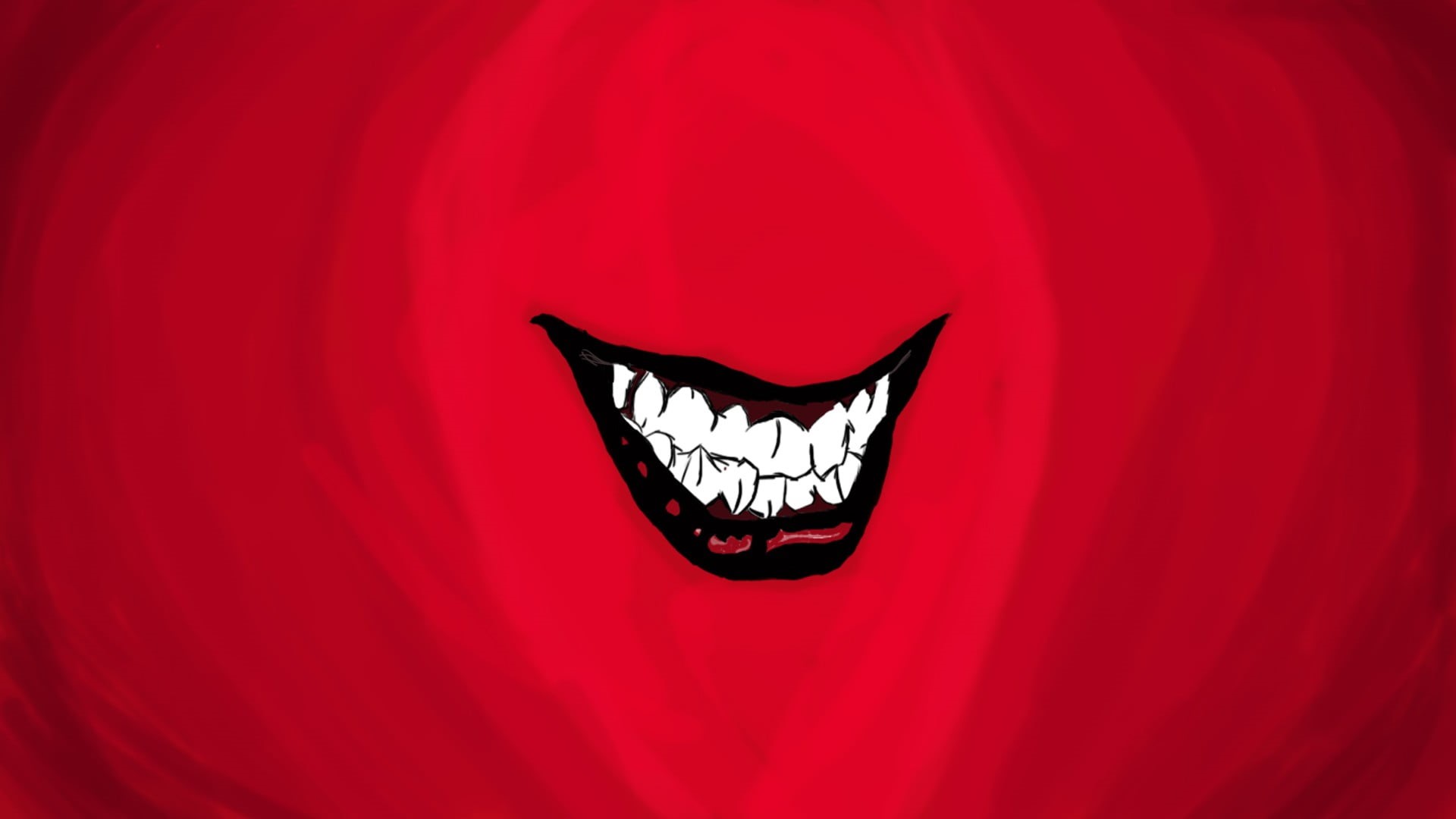 mouth, colored background, illustration, red, indoors, no people, teeth, animal body part, flying, smiling, close-up, black, white, studio shot, Joker, HD Wallpaper
