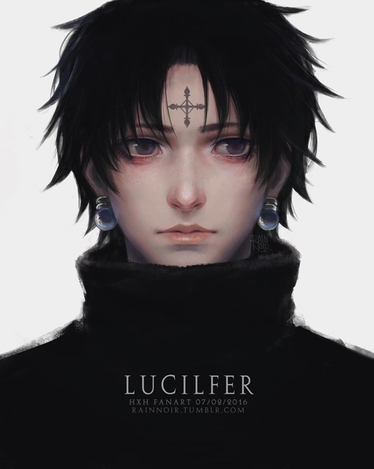 Chrollo Lucifer, 720P, front view, headshot, studio shot, hair, Hunter x Hunter, women, young adult, black color, indoors, white background, human body part, Phone HD Wallpaper