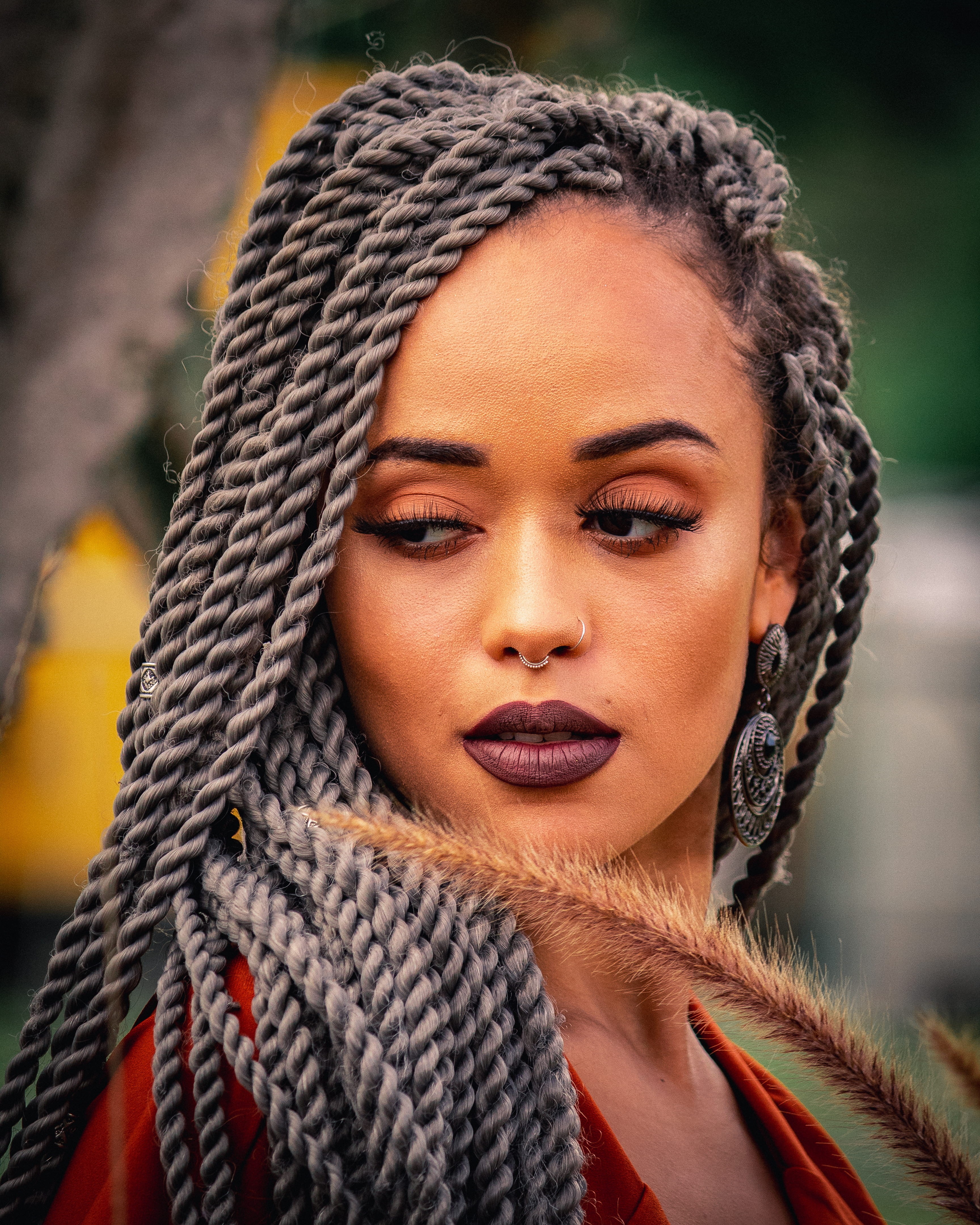 focus on foreground, cute, real people, one person, attractive, warm clothing, female, scarf, adult, pose, females, dreadlocks, young adult, portrait, clothing, Phone HD Wallpaper