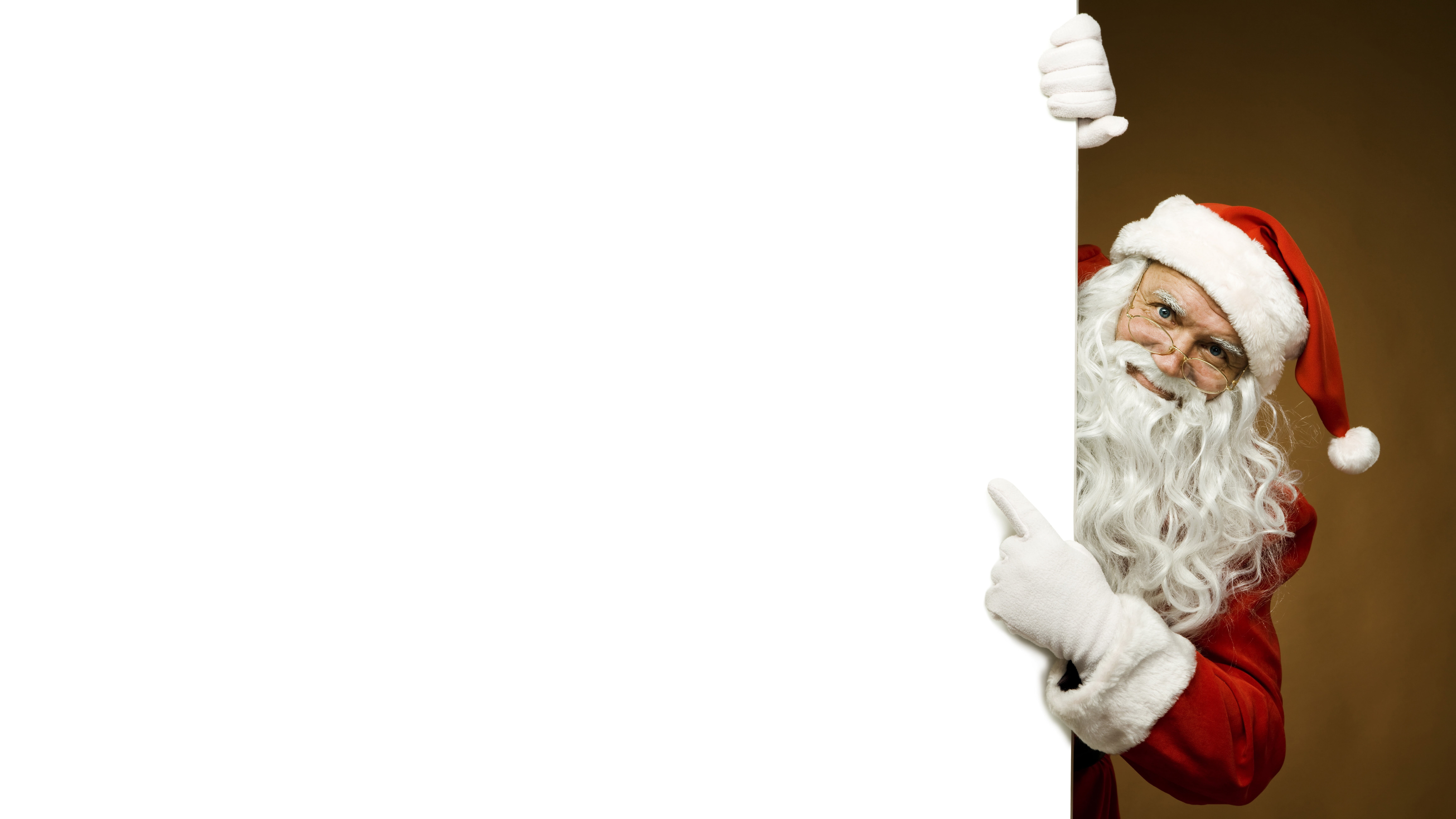 indoors, Santa Claus, traditional clothing, hat, studio shot, side, Santa, canvas, face, copy space, one person, index finger, white, glasses, HD Wallpaper