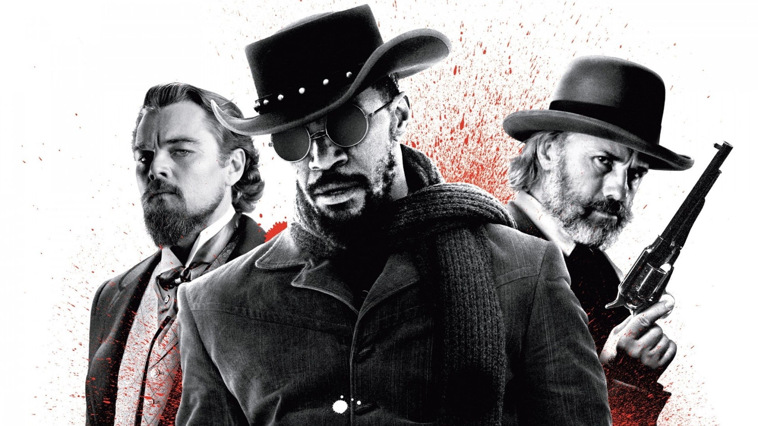 selective coloring, outdoors, architecture, movies, waist up, 2K, men, people, young men, cowboy, Django Unchained, dressing up, halloween, hat, group of people, HD Wallpaper
