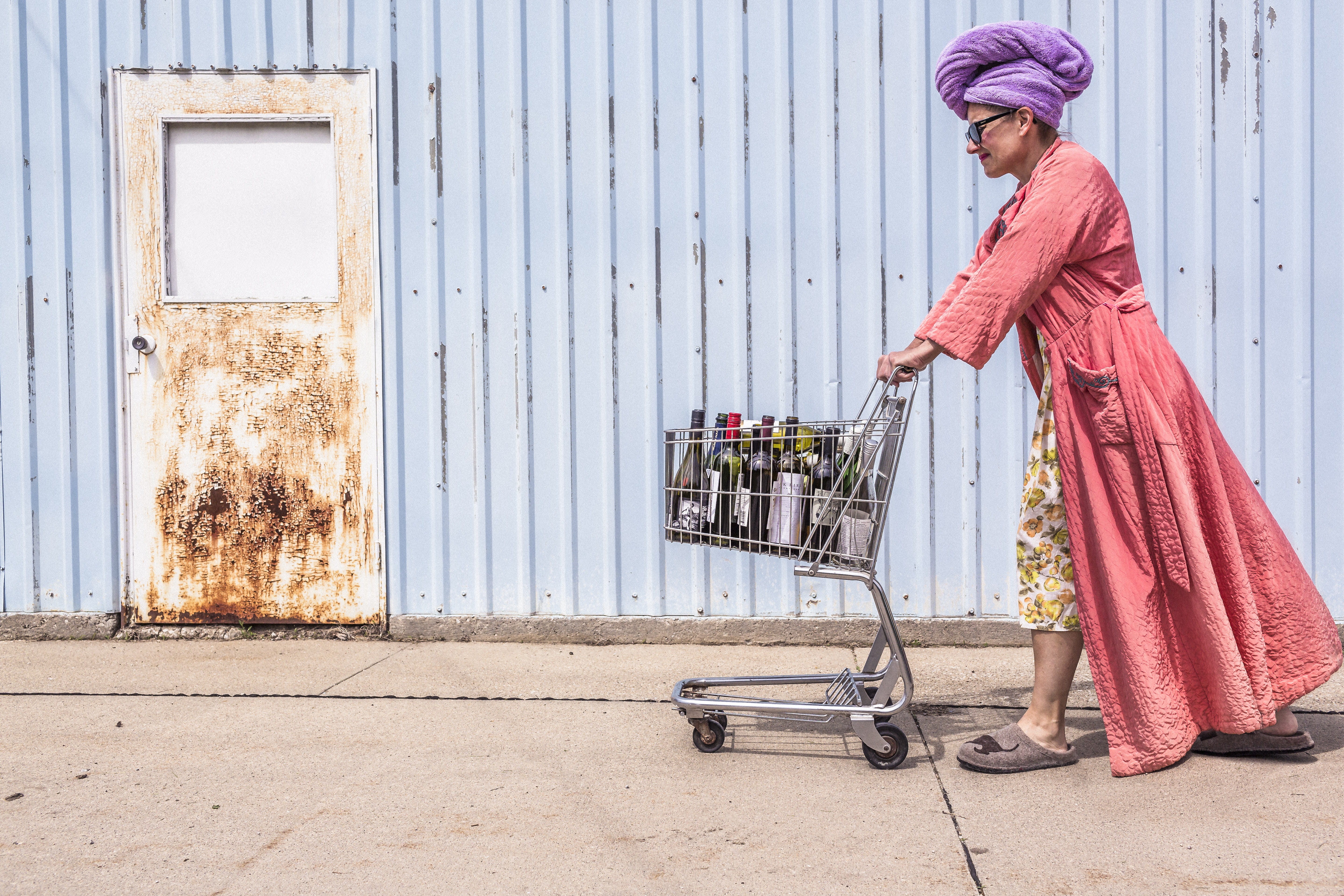 built structure, door, building exterior, robe, architecture, drinking, cart, hat, thirsty, shopping, funny, pink, color Image, standing, adult, entrance, HD Wallpaper