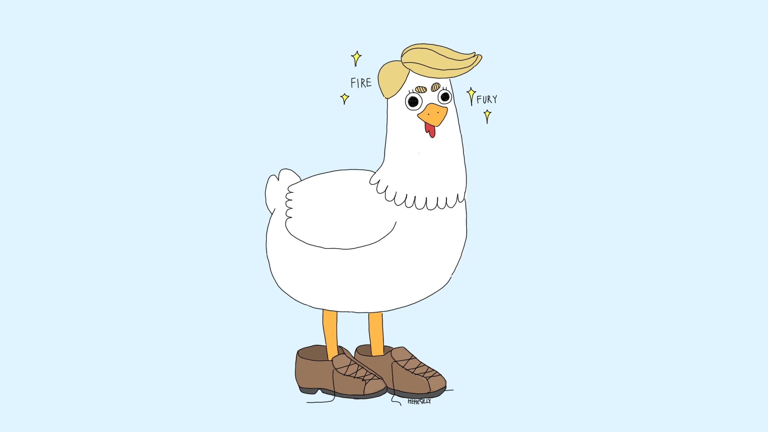 yellow, illustration, animal, bird, livestock, Donald Trump, shoes, one animal, 2K, brown, representation, humor, animal wildlife, domestic, copy space, HD Wallpaper