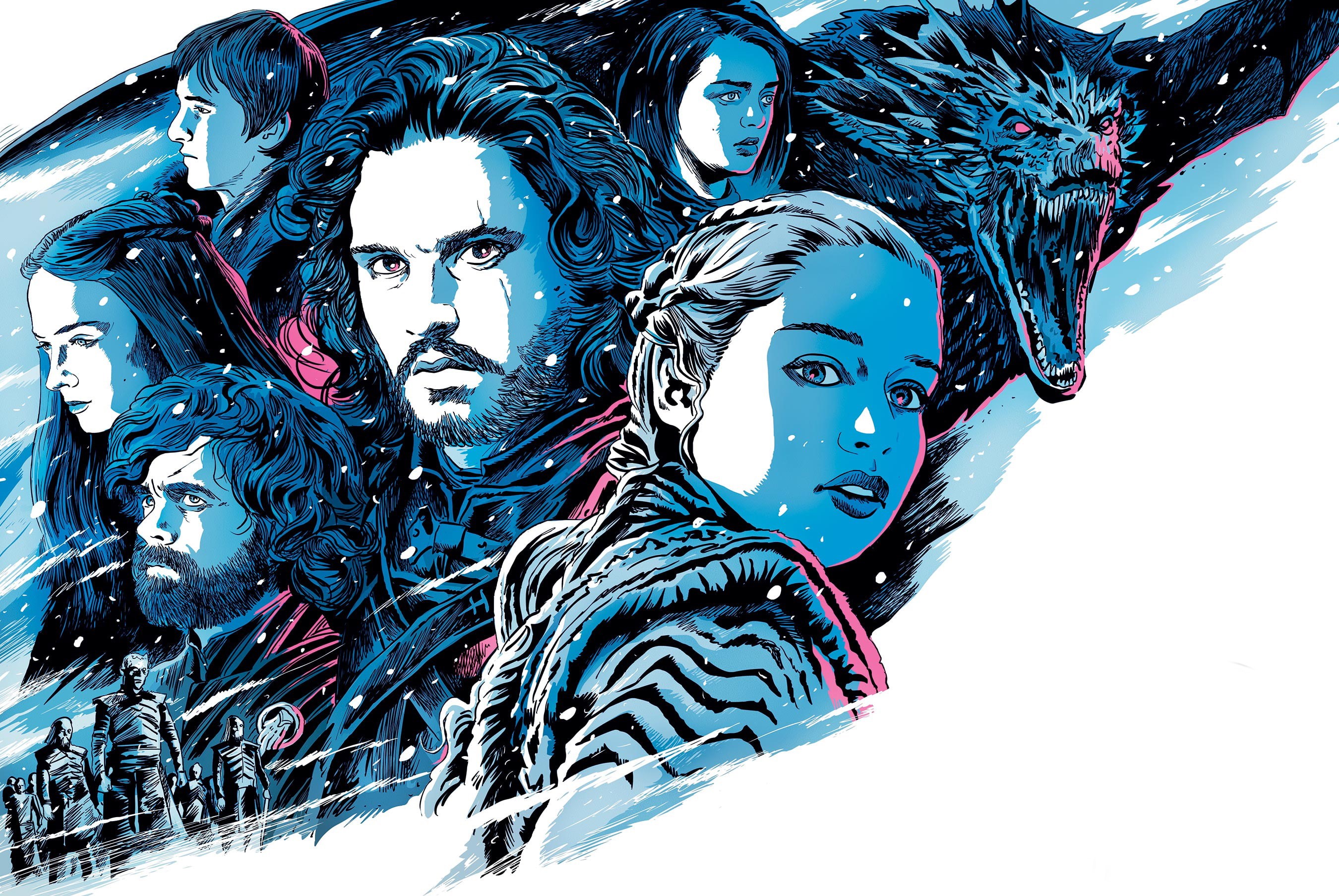 Game Of Thrones, Sansa Stark, Tyrion Lannister, Daenerys Targaryen, 2K, Bran Stark, Night King (Game of Thrones), Jon Snow, Arya Stark, TV Show, HD Wallpaper