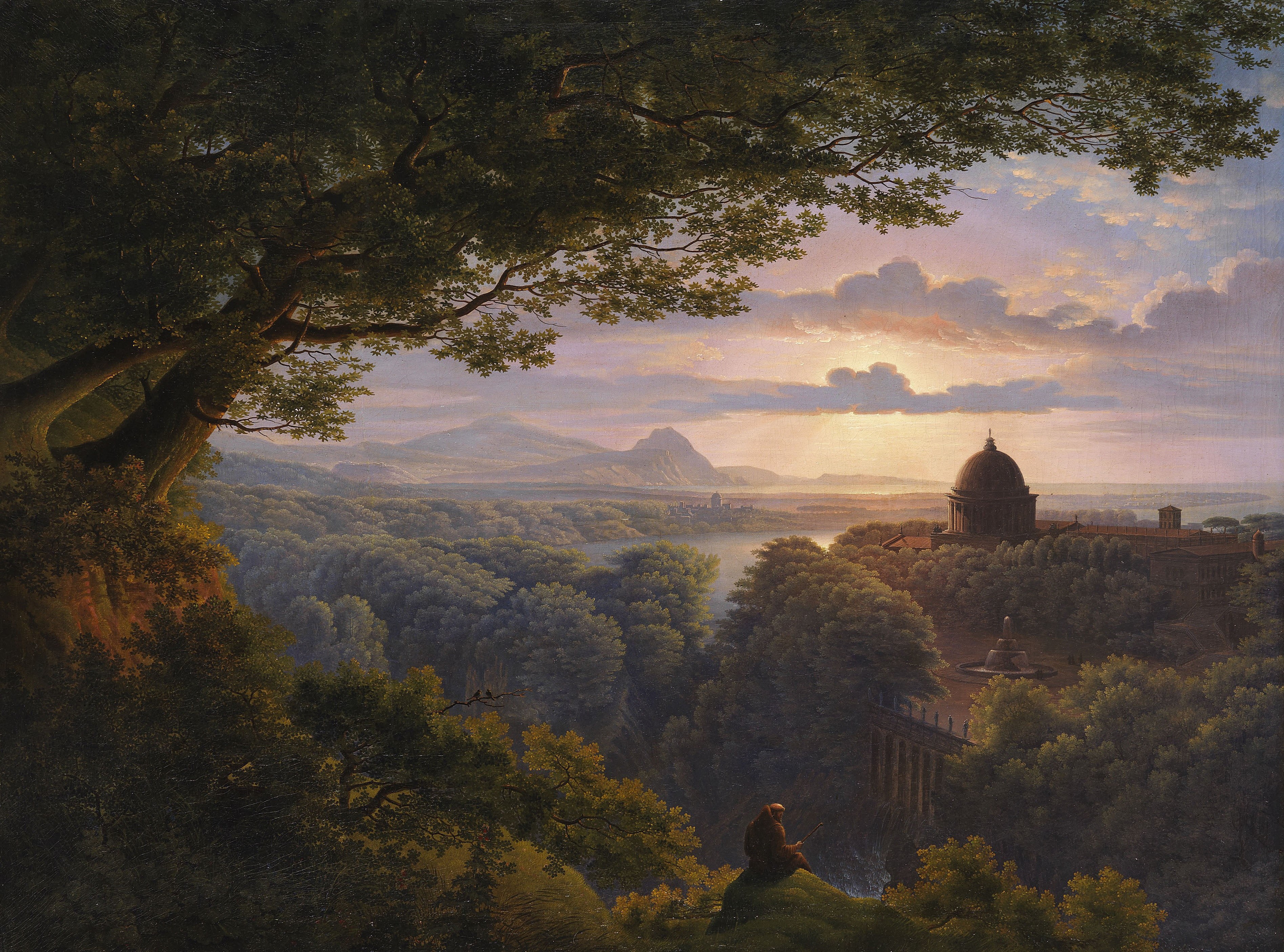 Landscape with Pilgrim, Karl Friedrich Schinkel, 2K, classic art, painting, HD Wallpaper