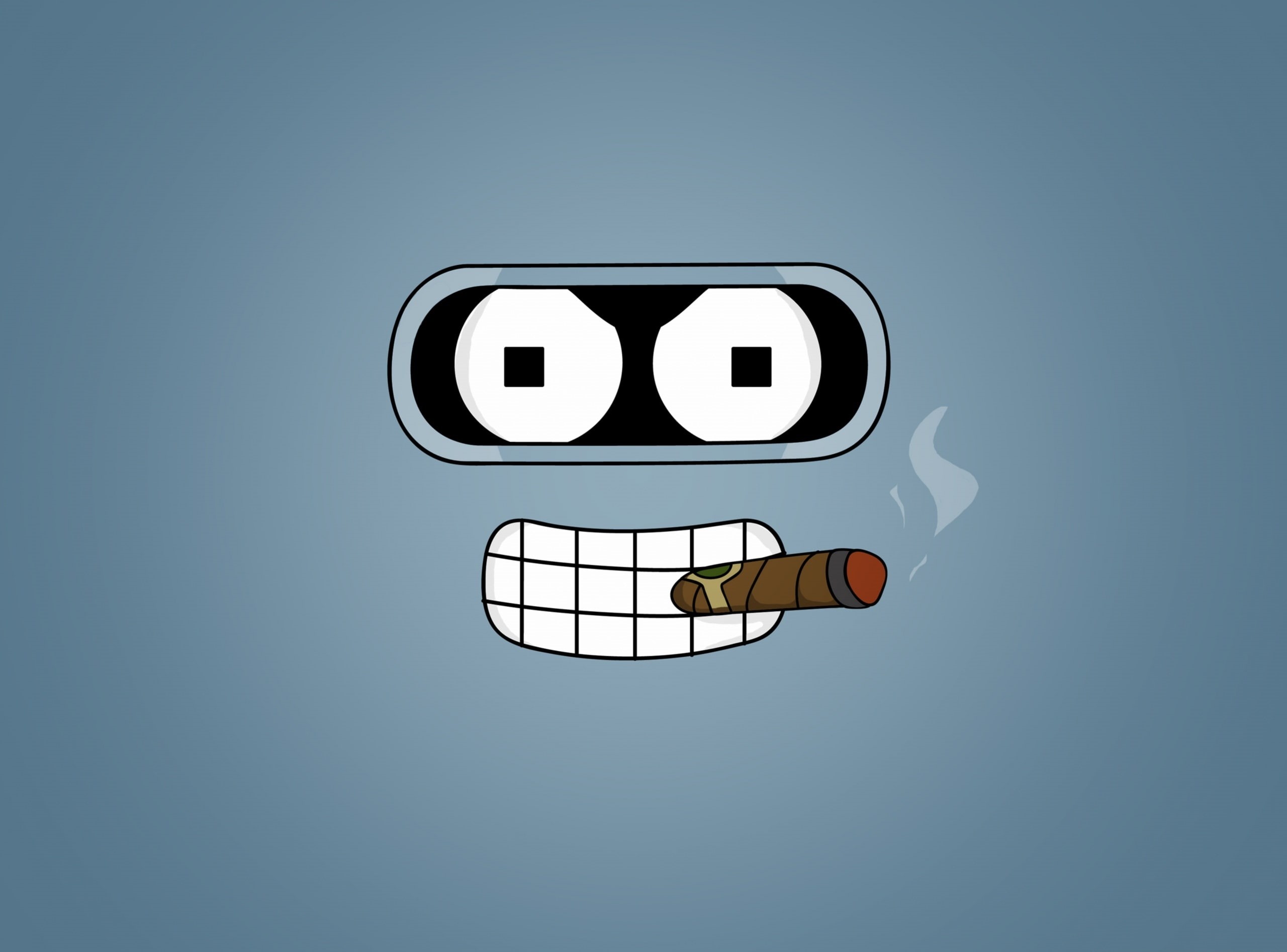 number, 2K, symbol, face, technology, Cigar, blue background, illuminated, capital letter, nature, Futurama, Bender, western script, communication, copy space, HD Wallpaper