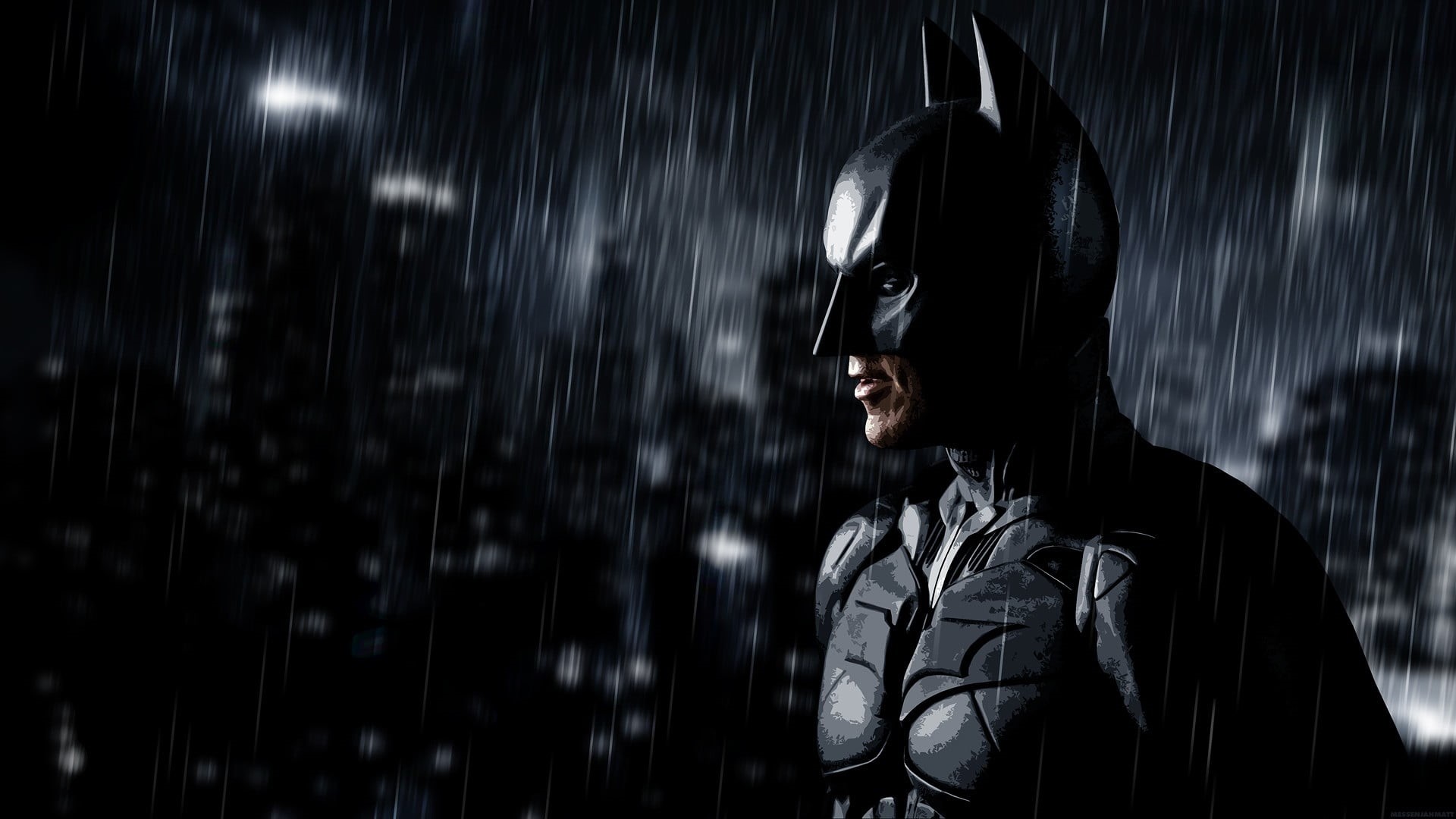 jacket, one person, rain, disguise, 1080P, security, standing, The Dark Knight, lifestyles, Batman, MessenjahMatt, black color, night, young adult, movies, HD Wallpaper