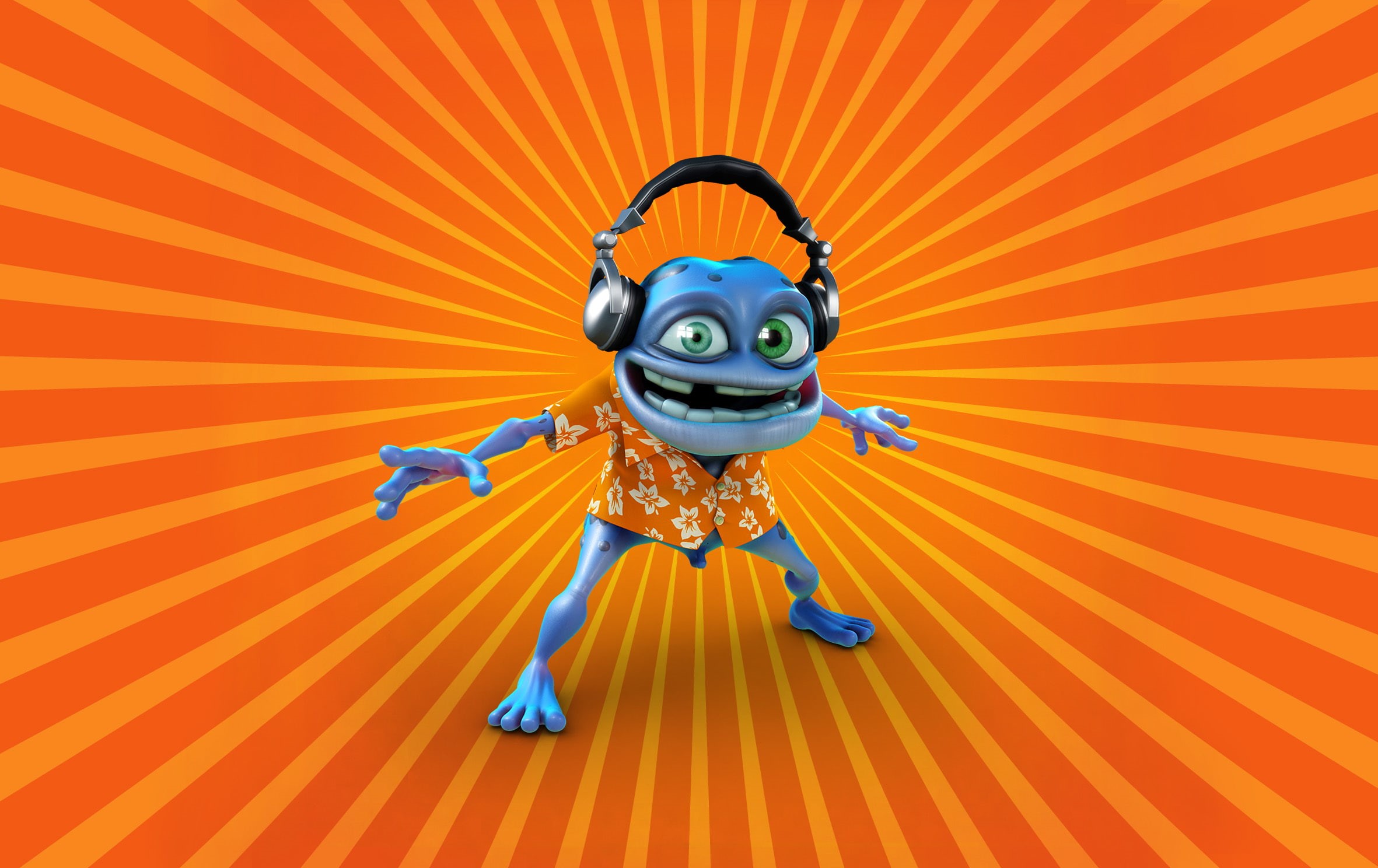 front view, yellow, clip, studio shot, frog, representation, 1080P, young adult, full length, Crazy Frog, creativity, orange background, art, people, metal, HD Wallpaper