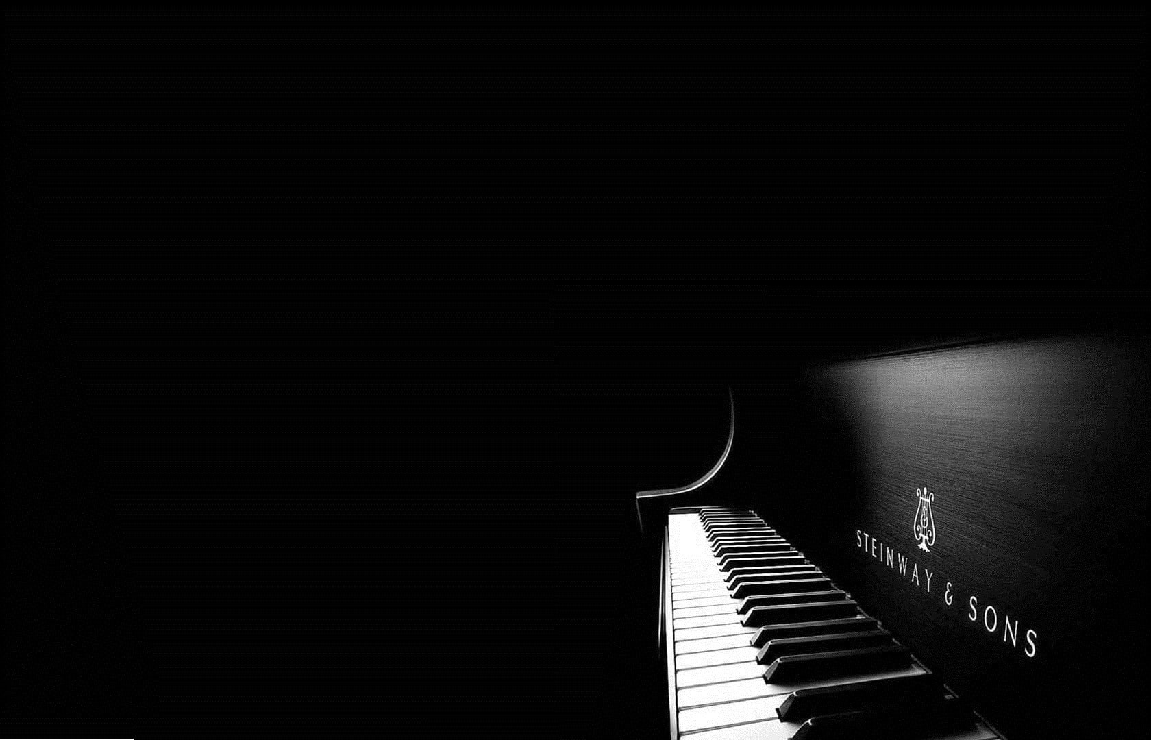 indoors, piano, music, no people, piano key, wood - material, dark, studio shot, 720P, performance, close-up, keyboard instrument, in a row, monochrome, HD Wallpaper