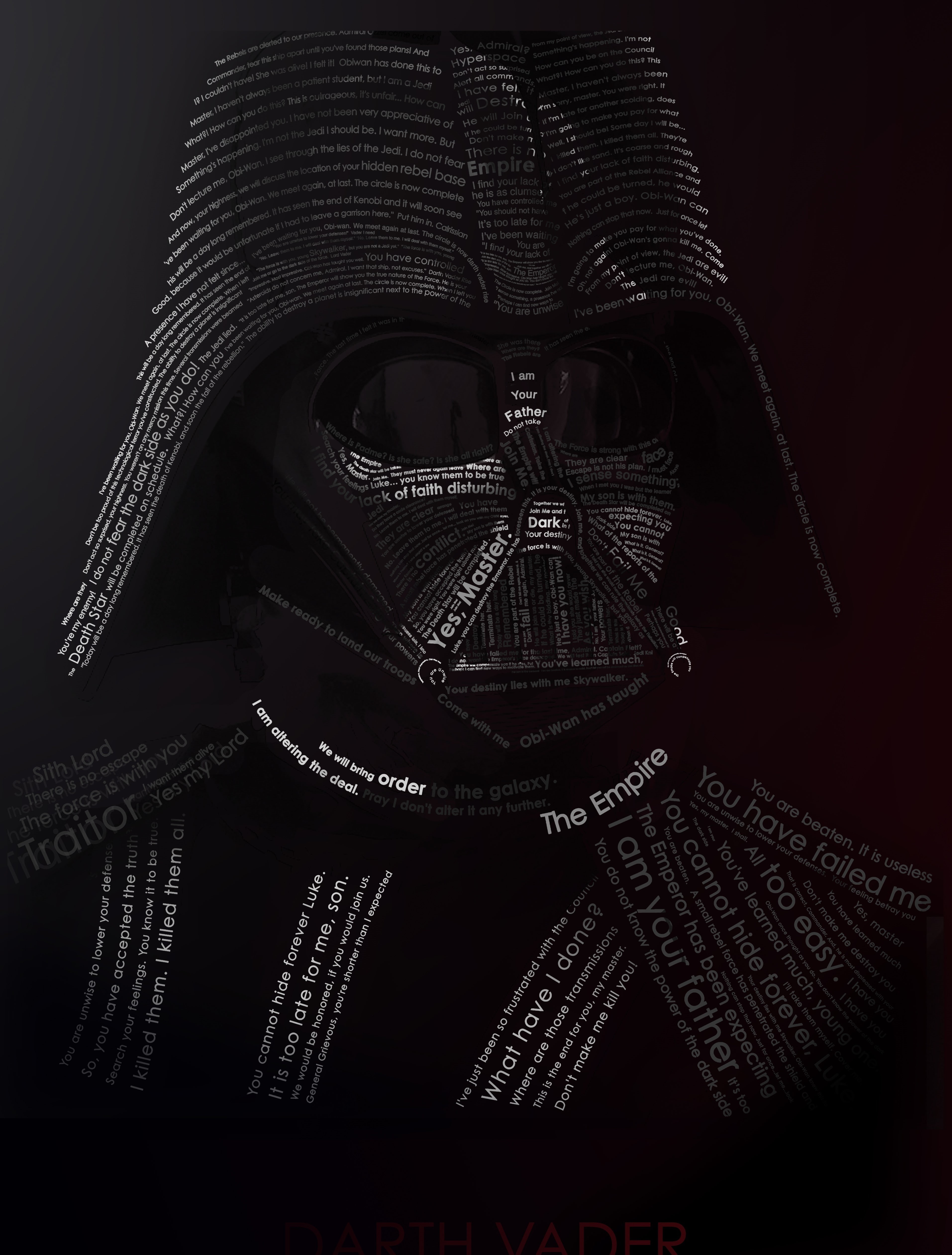 star, wars, darth, hd, typographic, art, 4K, movies, typography, portrait, vader, Star Wars, entertainment, x, Phone HD Wallpaper