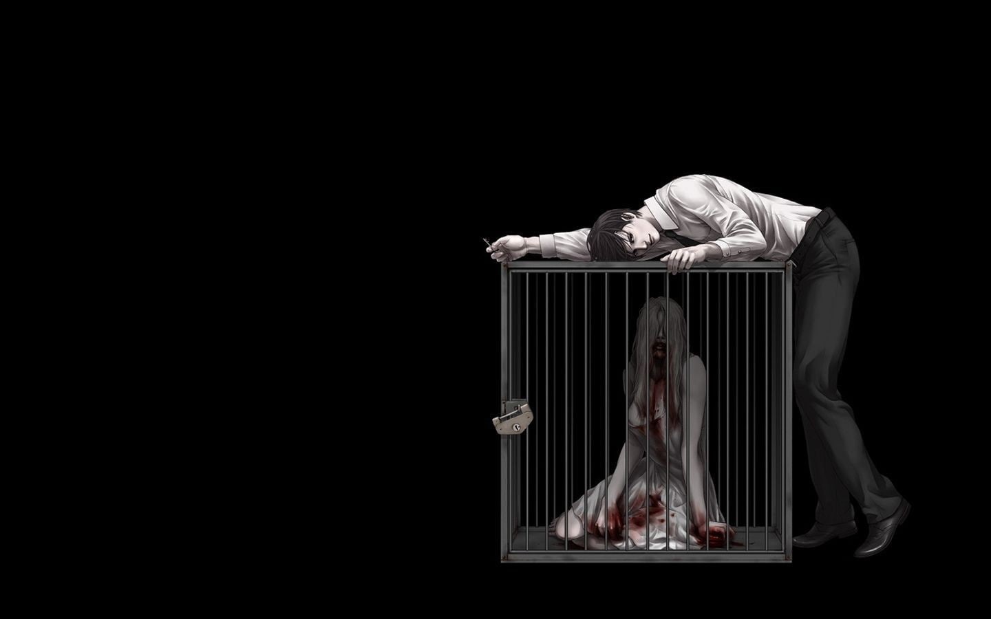 anime, 720P, blood, dead, jail, HD Wallpaper