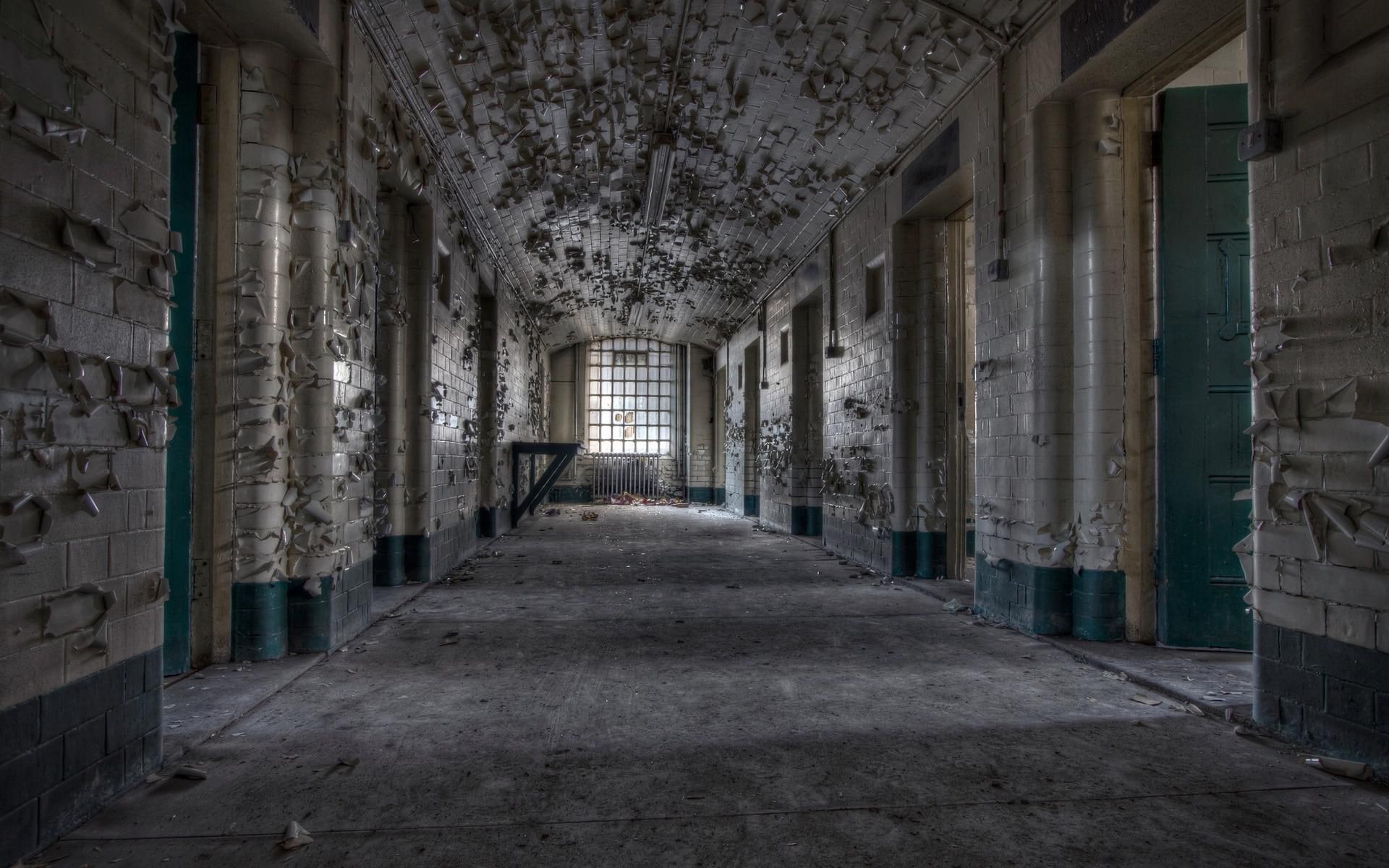 painted, photography, 1920x1200, building, interior, 1080P, wall, white, jail, abandoned, HD Wallpaper
