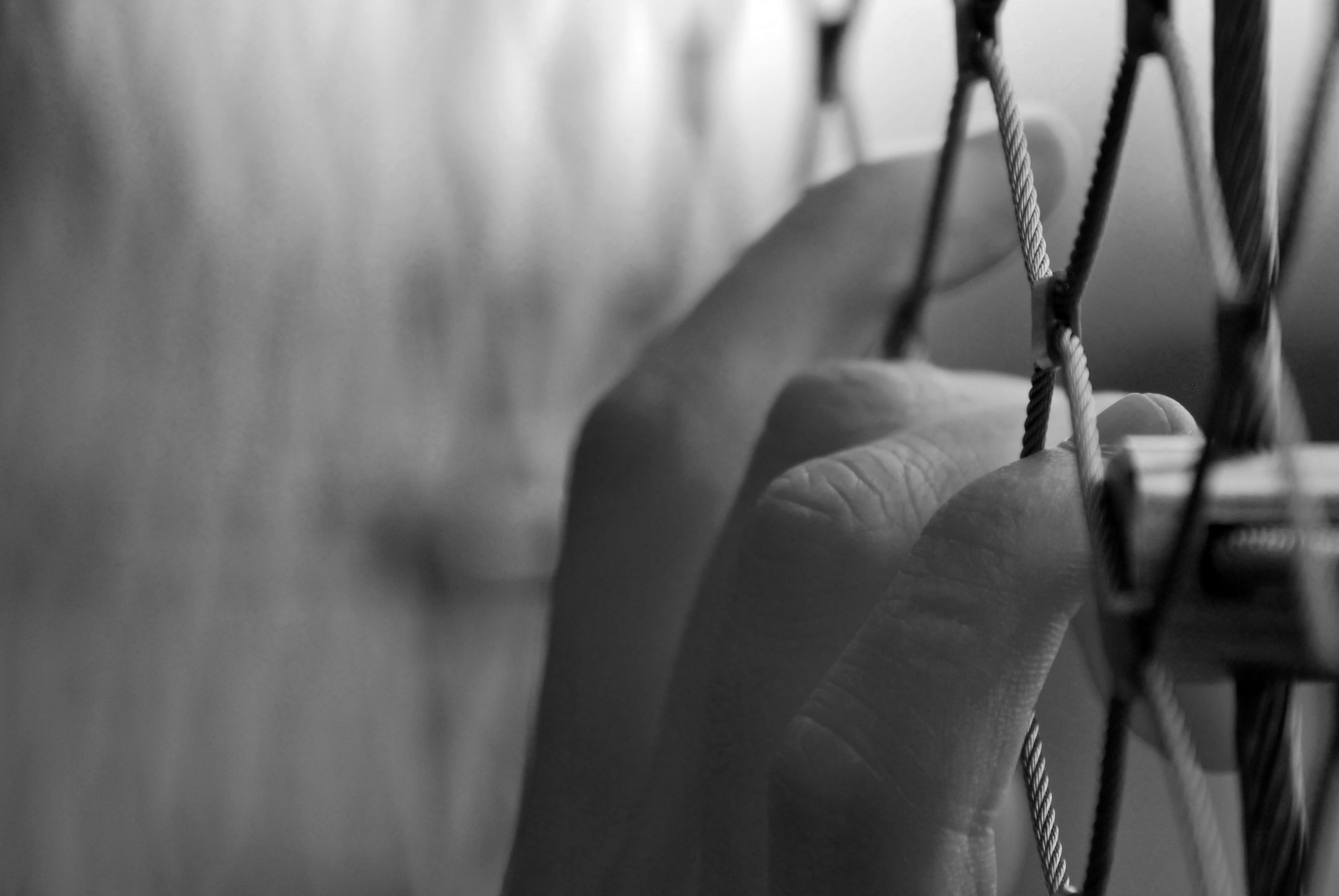 fence, one person, adult, protection, finger, prisoner, close-up, captivity, cage, cable, human hand, body part, holding, art and craft, limb, wire, iron, HD Wallpaper