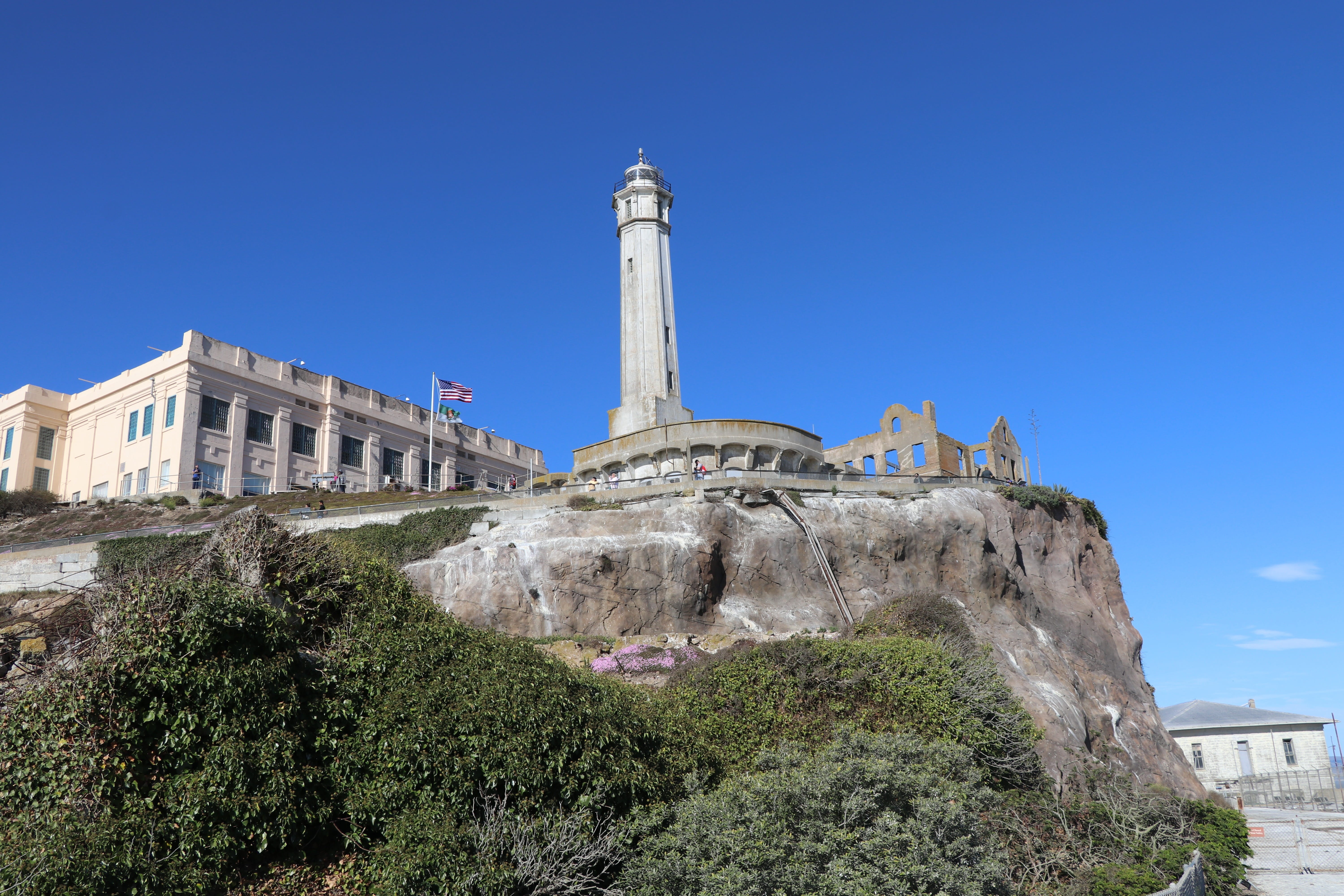 island, day, mountain, tourism, the past, usa, nature, jail, sky, plant, america, travel, san francisco, hill, tree, alcatraz, history, travel destinations, HD Wallpaper