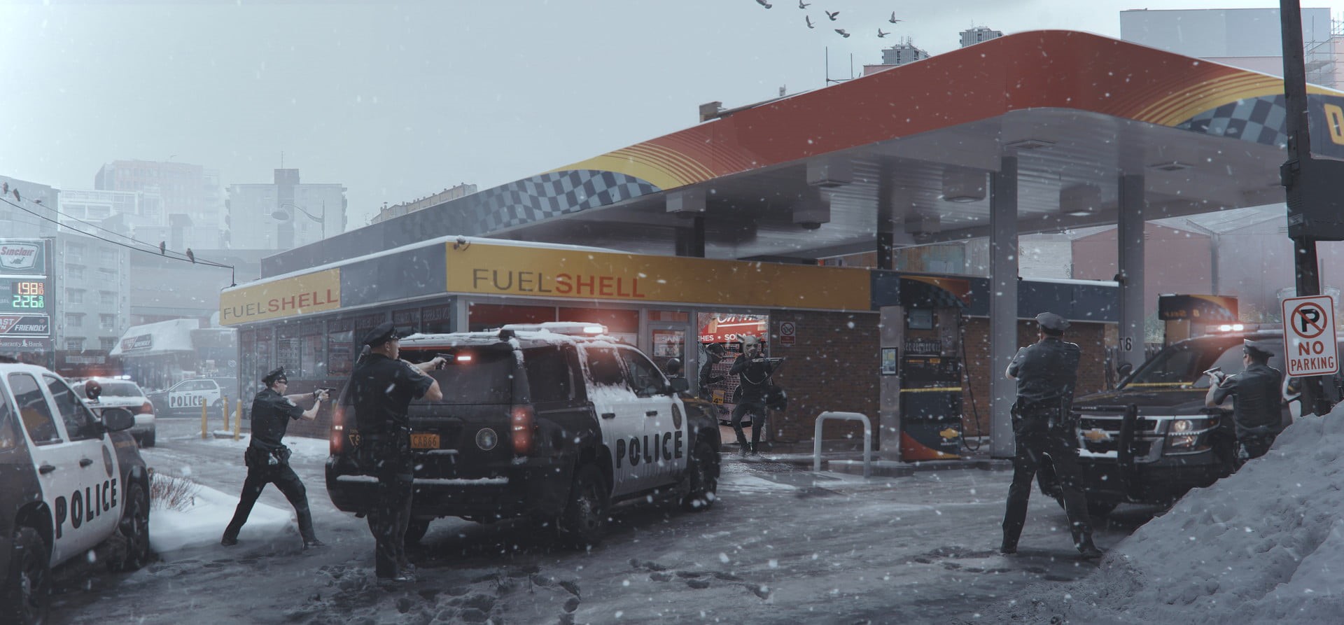 wet,   digital , winter, architecture, mode of transportation, road, Robbery, built structure, men, cold temperature, blizzard, snow, outdoors, building exterior, HD Wallpaper