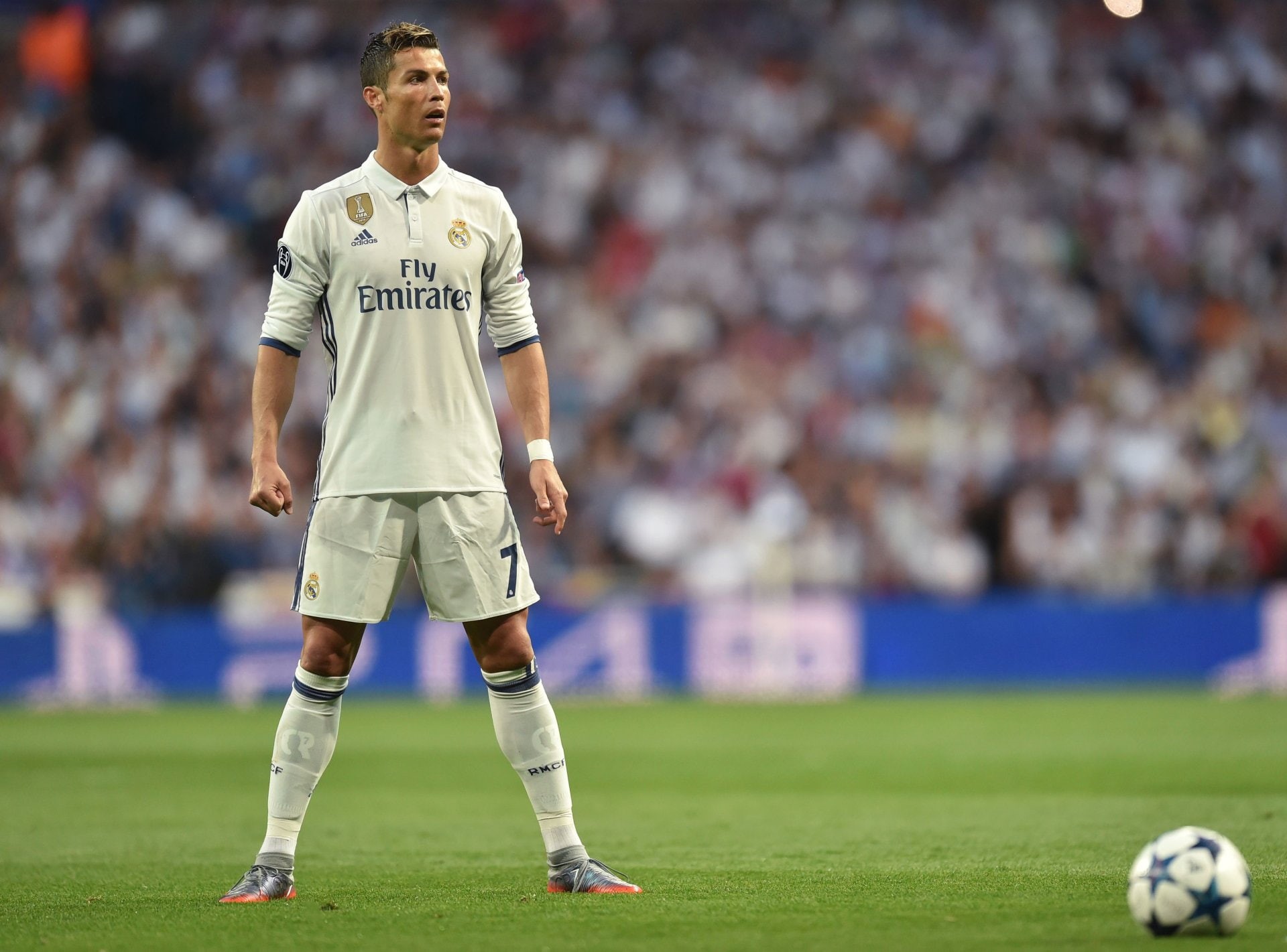 1080P, incidental people, young men, one person, Cristiano Ronaldo, focus on foreground, competition, young adult, sport, full length, crowd, match - sport, HD Wallpaper