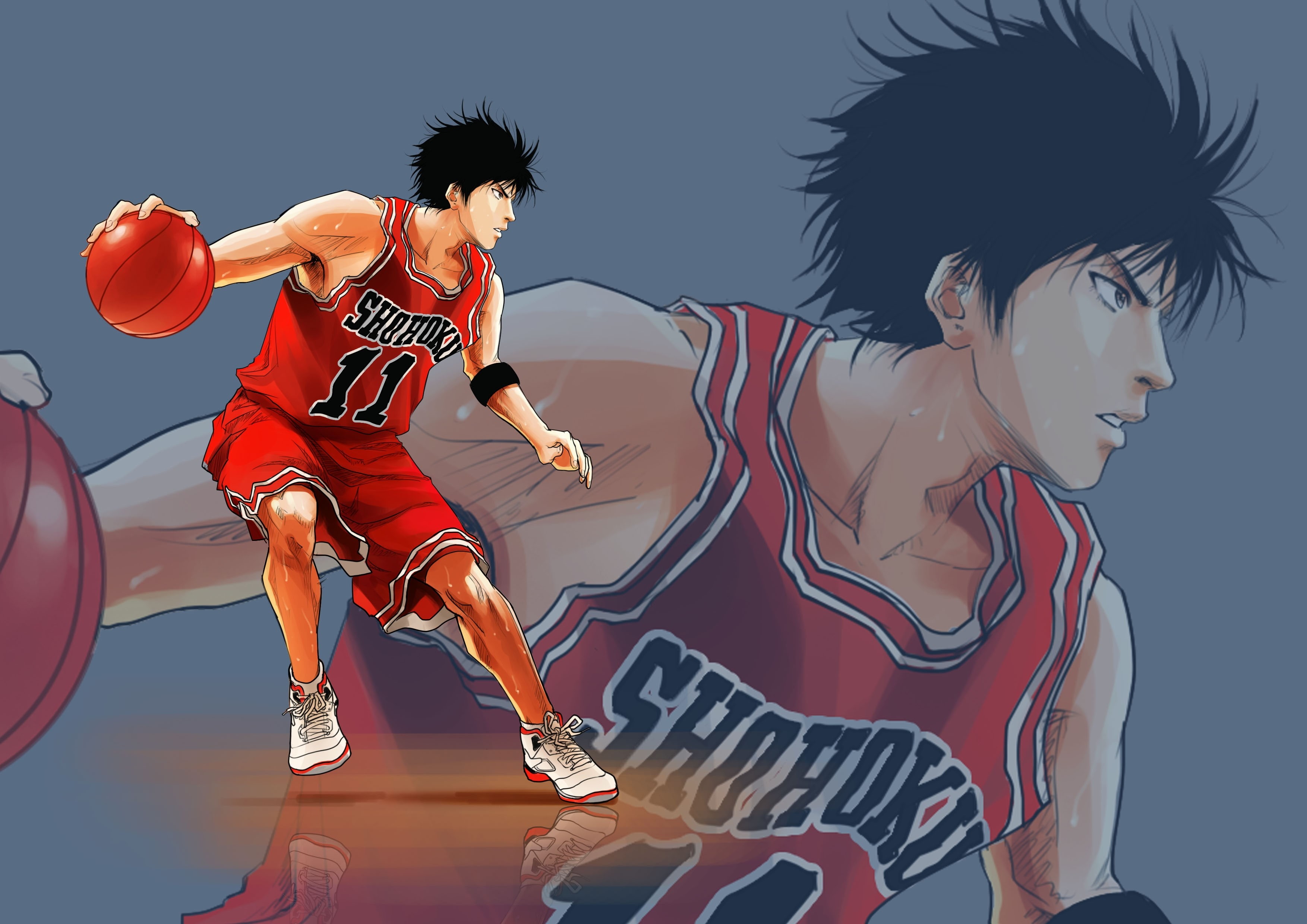 2K, athlete, full length, Anime, lifestyles, motion, sportsman, playing, young adult, adult, basketball - sport, rukawa kaede, competition, young men, HD Wallpaper
