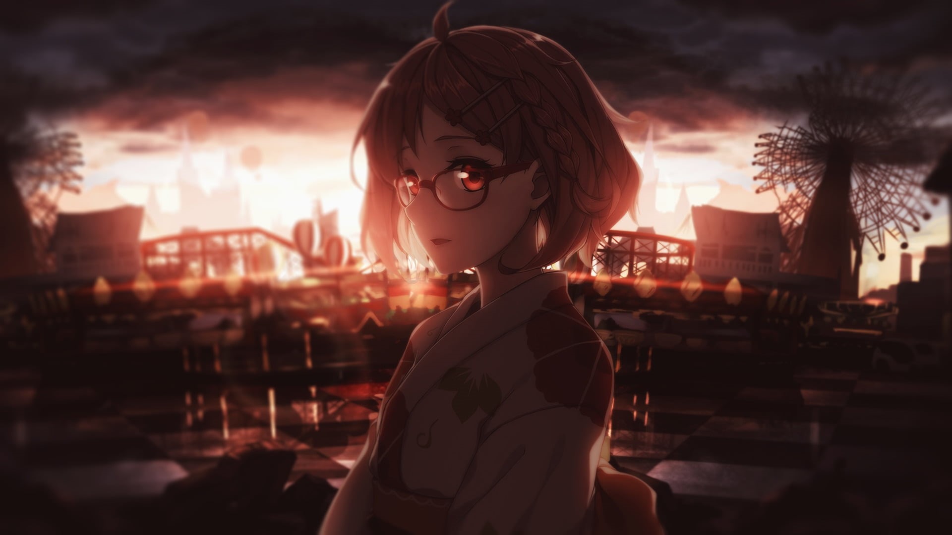 built structure, hairstyle, illuminated, 1080P, cloud - sky, building exterior, portrait, Mirai Kuriyama, city, sky, leisure activity, young adult, real people, HD Wallpaper