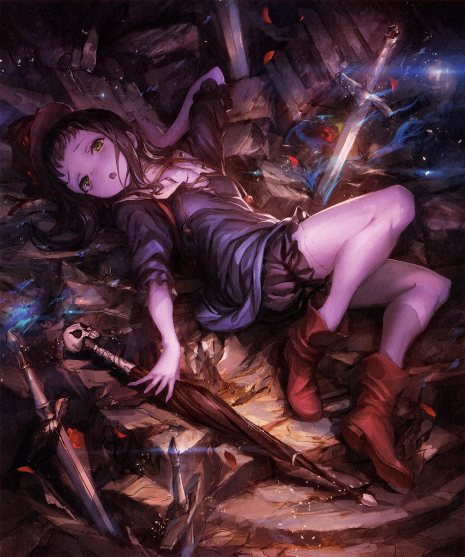 adult, occupation, women, females, black color, beauty, multi colored, fashion, creativity, anime girls, water, nature, young adult, Shingeki no Bahamut, Phone HD Wallpaper