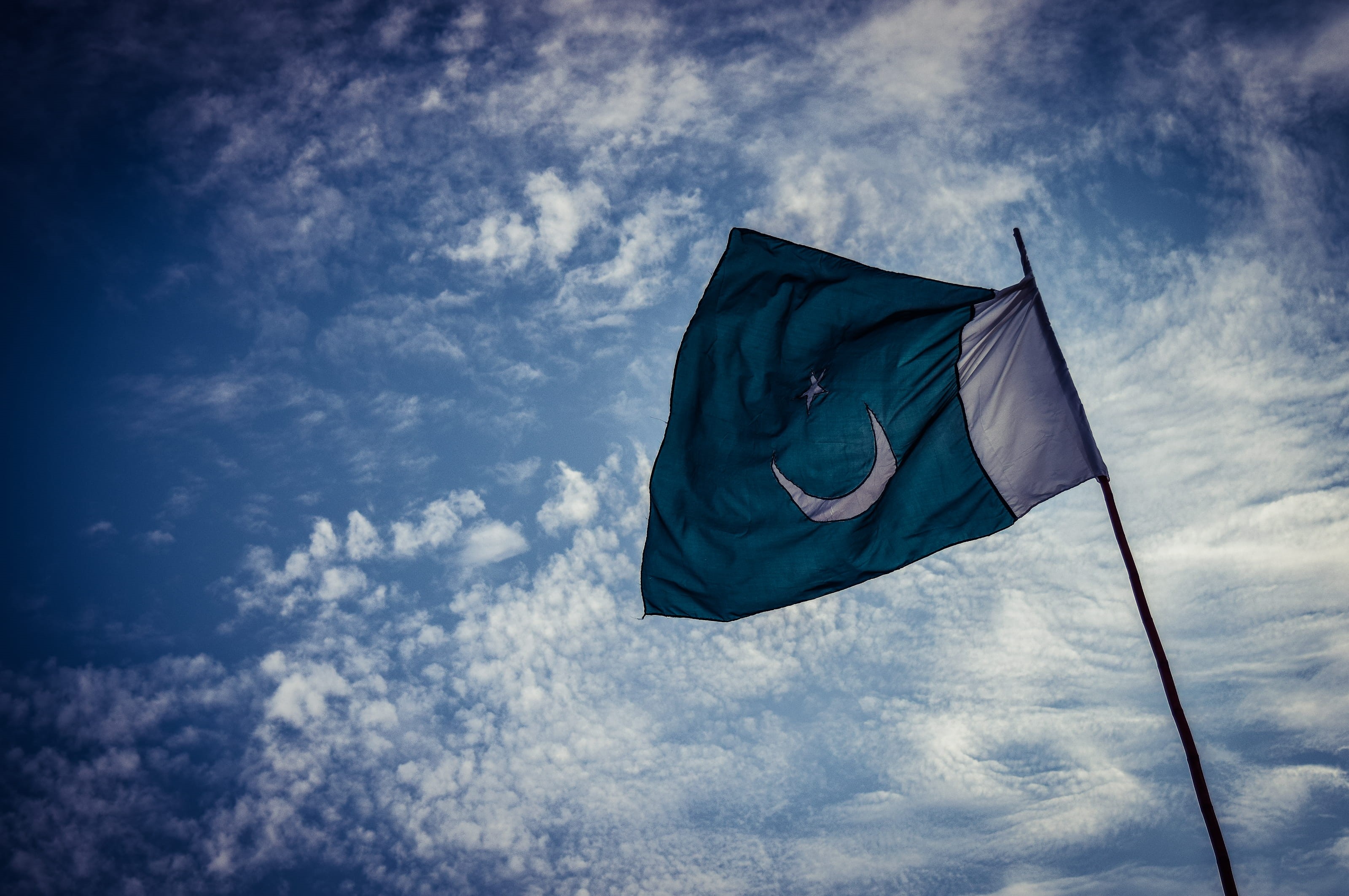 pole, wind, cloud - sky, no people, day, sky, nature, flag, outdoors, motion, lahore, environment, emotion, patriotism, low angle view, pride, textile, HD Wallpaper