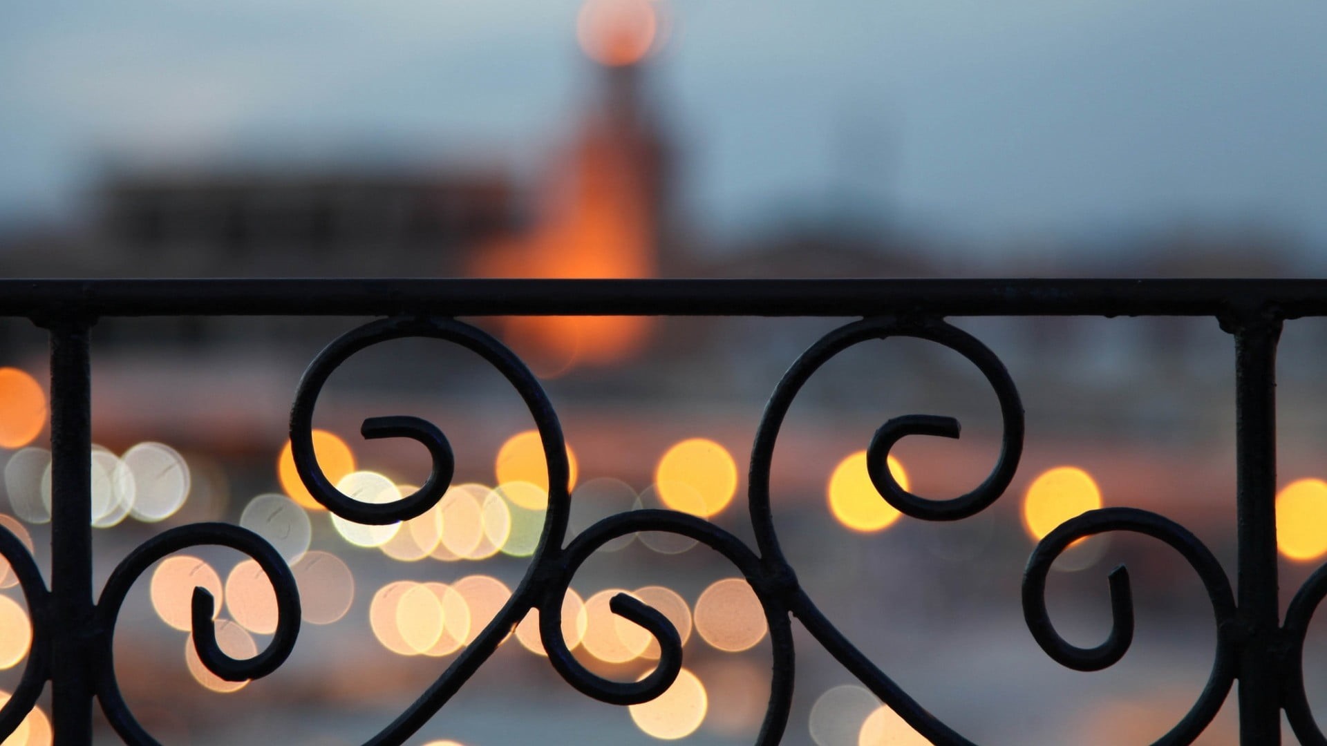 wrought, close-up, no people, outdoors, sunset, nature, illuminated, grid, architecture, black, railing, wrought iron, focus on foreground, iron, ornate, HD Wallpaper