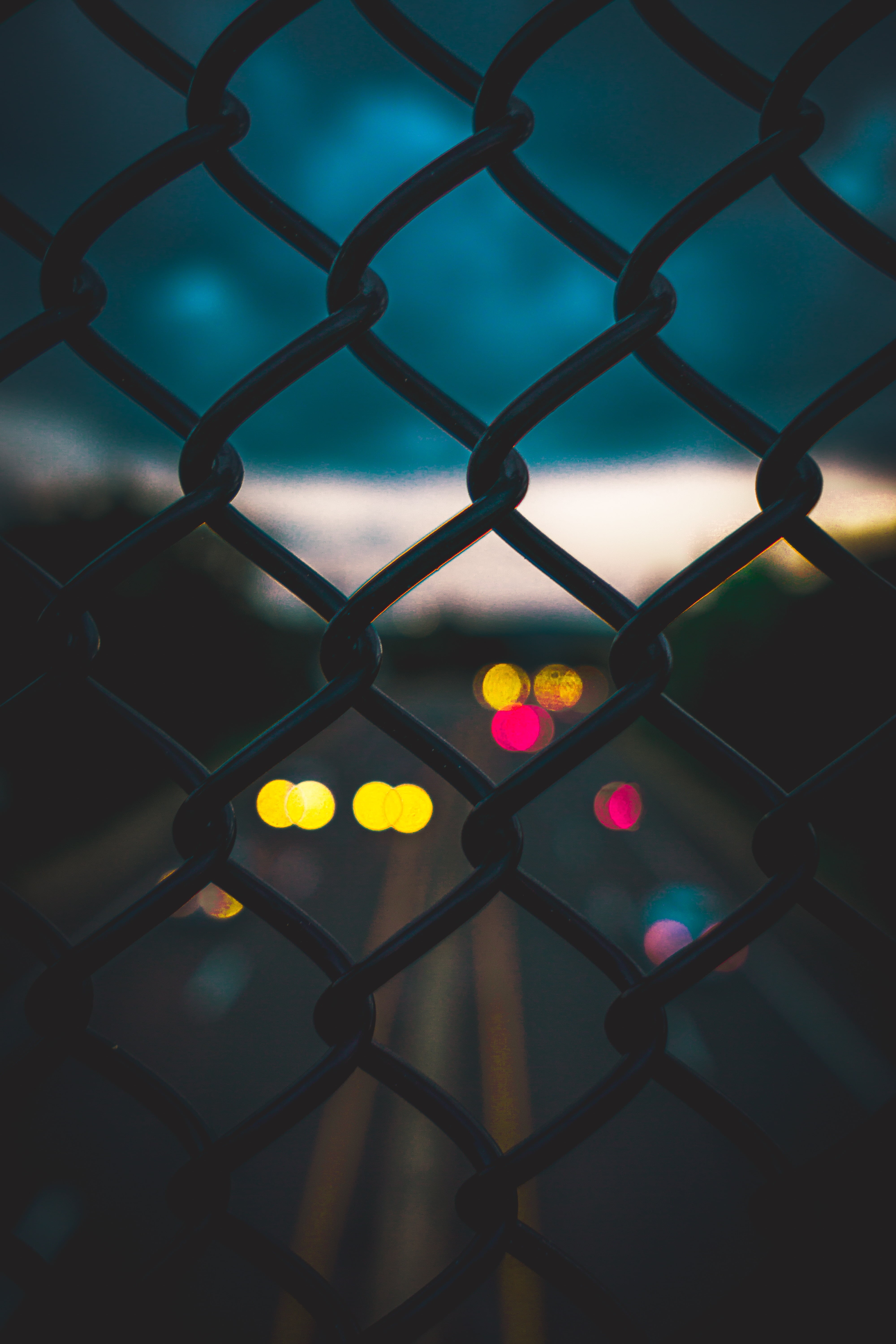 indoors, light, no people, safety, illuminated, nature, transportation, close-up, 5K, chainlink fence, lattice, lens flare, pattern, boundary, lighting equipment, Phone HD Wallpaper