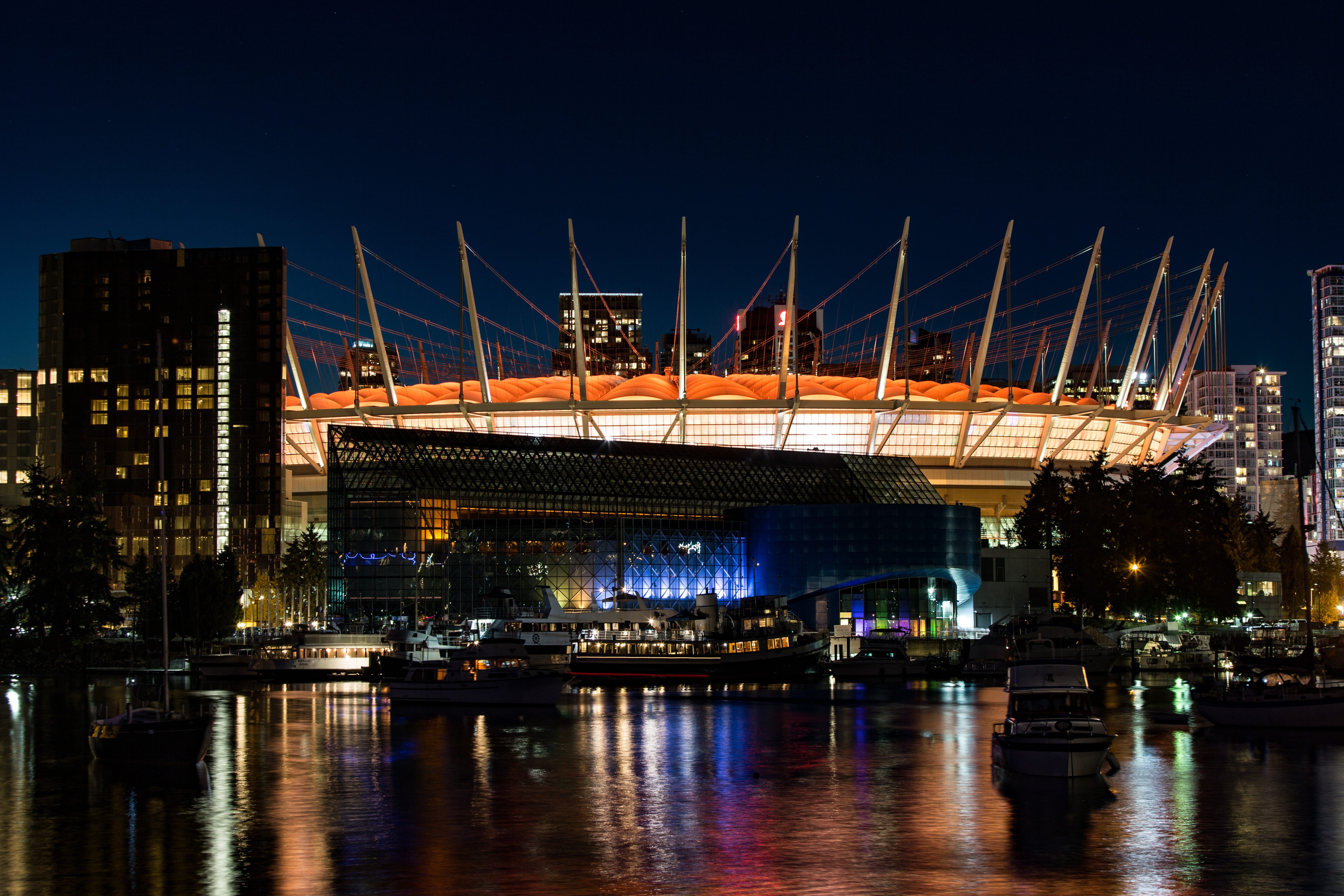 river, illuminated, harbour, sky, built structure, connection, downtown, water, night, nautical vessel, 5K, reflection, waterfront, transportation, mode of transportation, HD Wallpaper