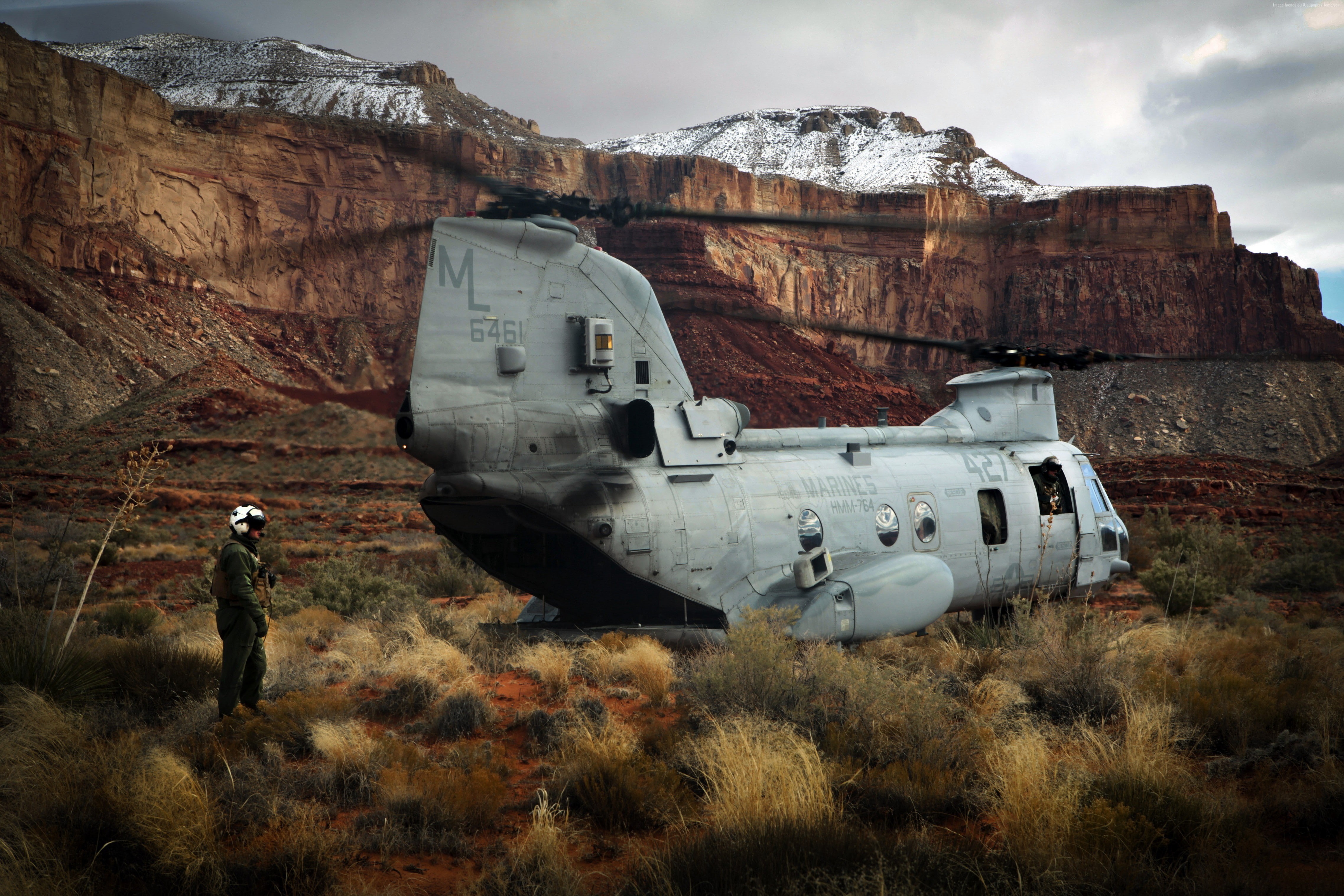 U.S. Army, pilot, Boeing, transport helicopter, Chinook, CH-47, Grand Canyon Village, 4K, HD Wallpaper