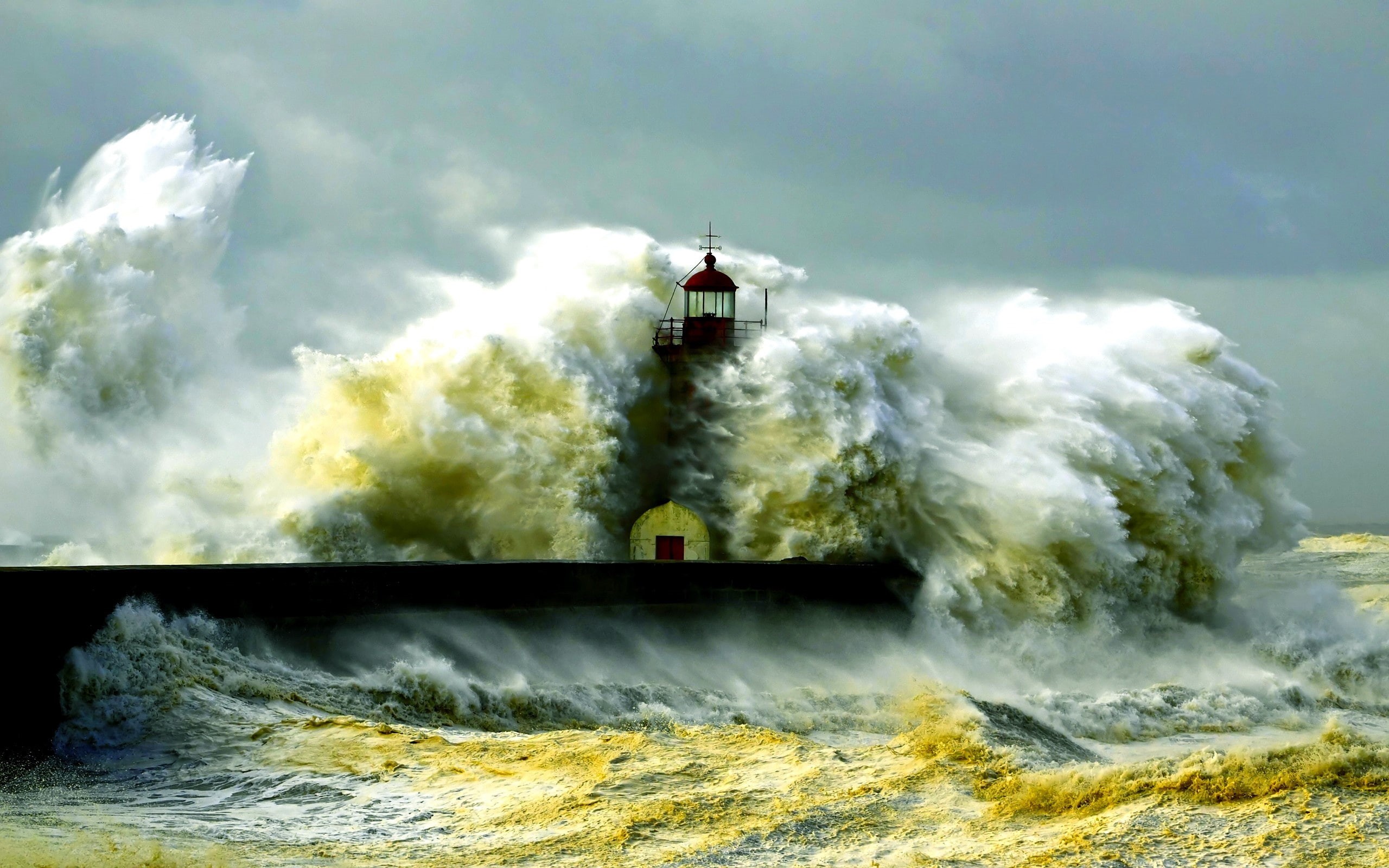 2K, Sea, Lighthouse, Waves, Storm, Coast, HD Wallpaper