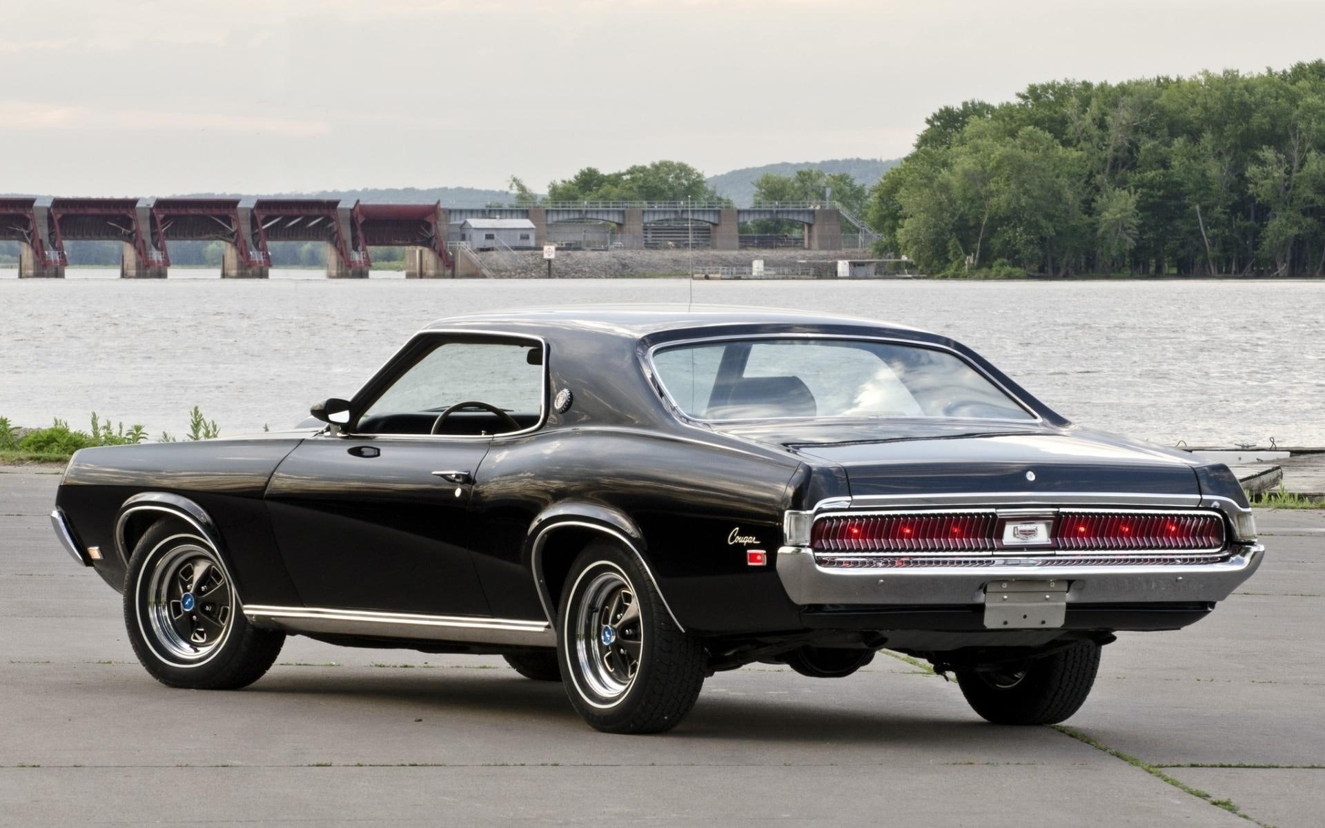 classic, 1969, cars, car, muscle, 1080P, mercury, cougar, black, HD Wallpaper