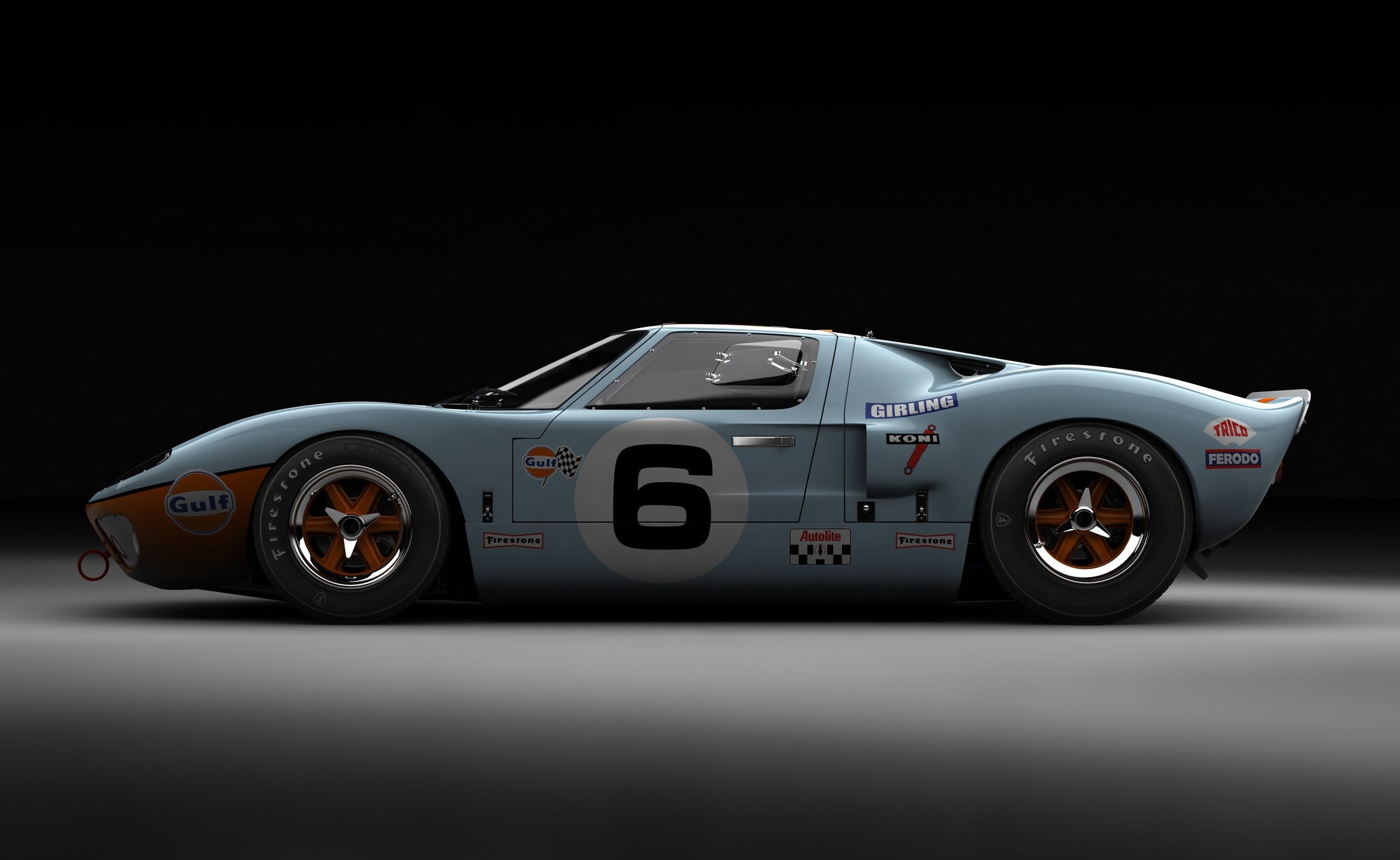 Ford, auto racing, GT40, indoors, copy space, chrome, gt, luxury, le, Mans, coupe, black background, studio shot, 2K, competition, sport, motorsport, motor vehicle, HD Wallpaper