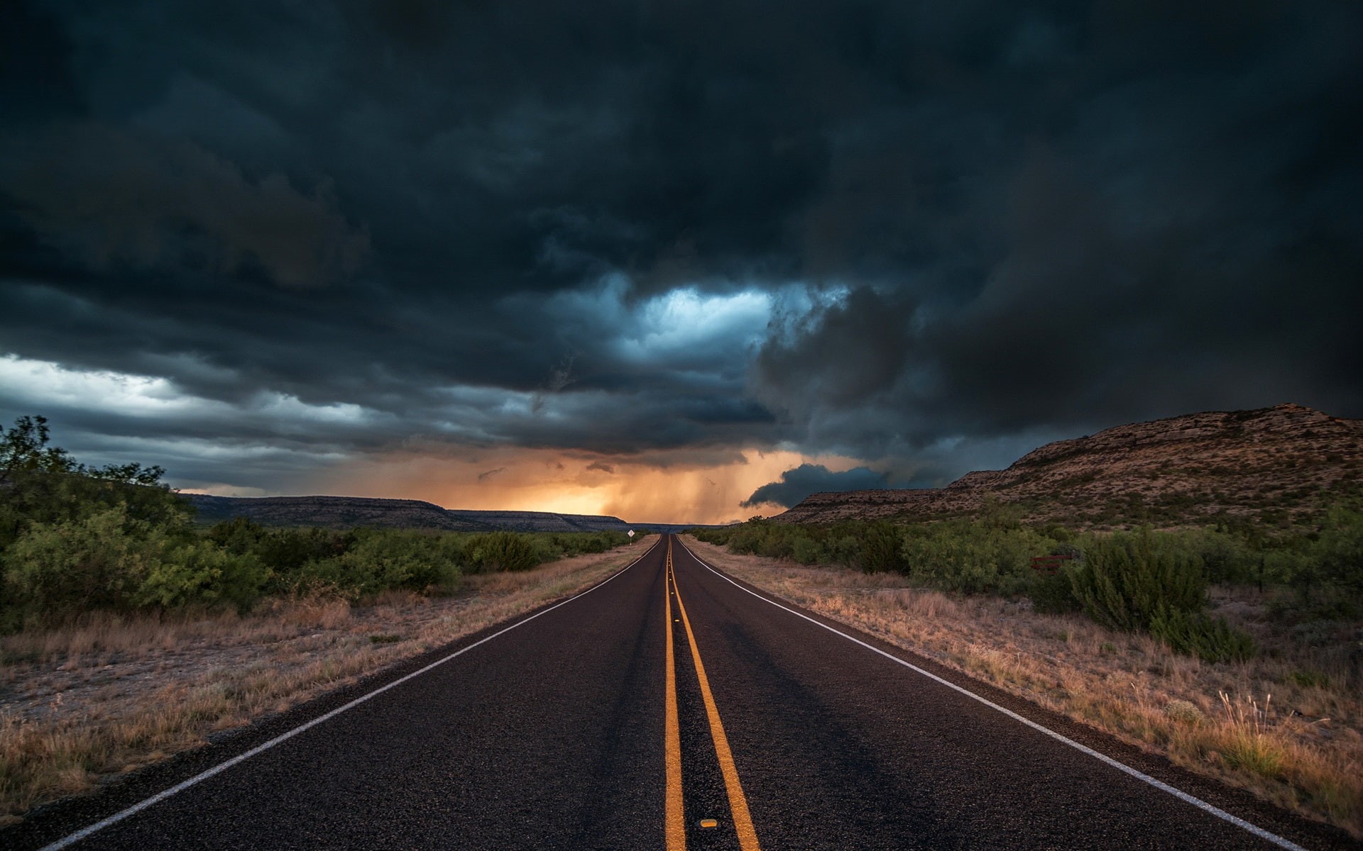 Texas, Clouds, USA, 1080P, Road, Asphalt, Evening, Storm, HD Wallpaper