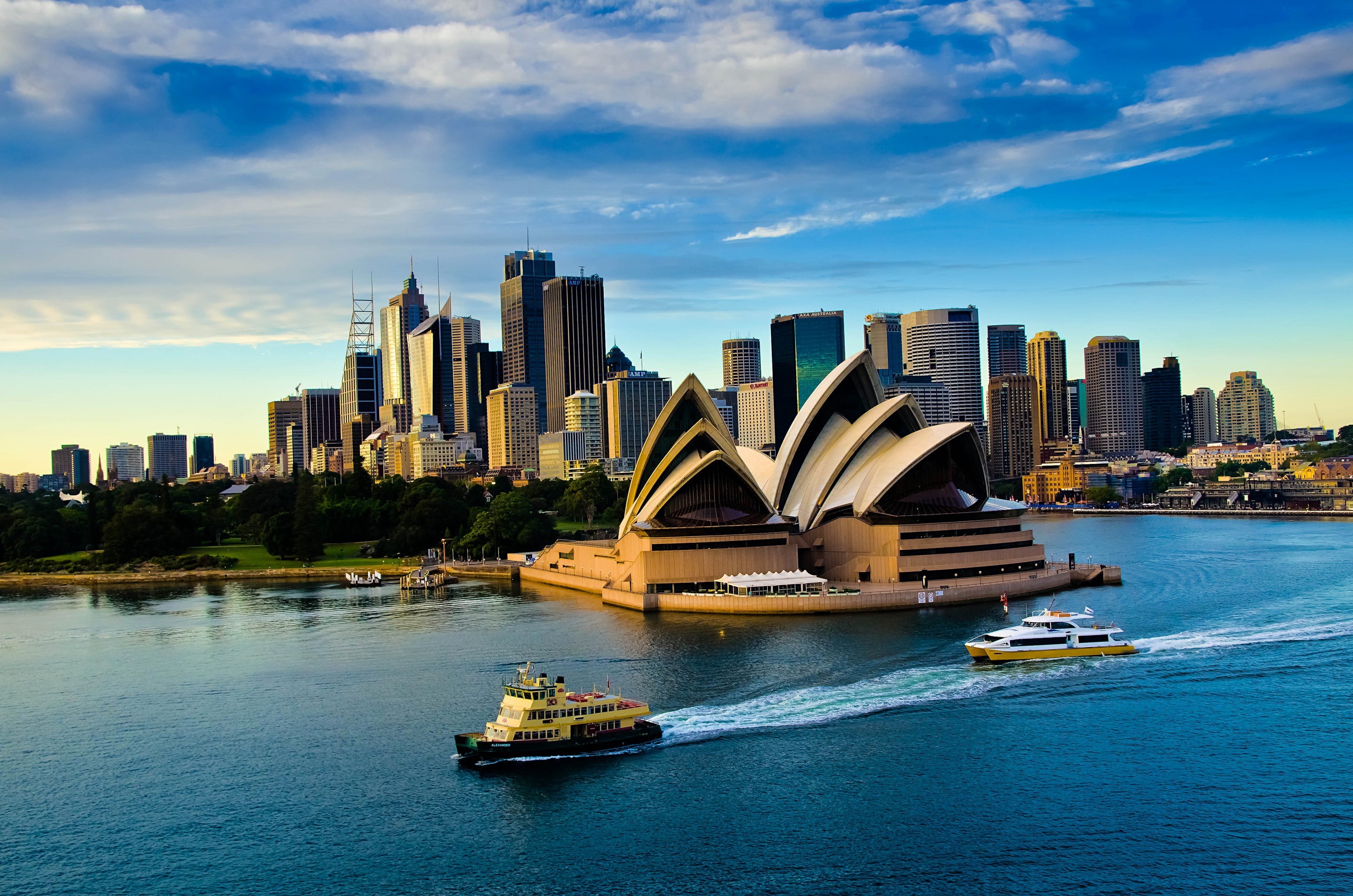 sky, Australia, opera, evening, theater, Sea, house, 2K, ship, clouds, Sydney, HD Wallpaper
