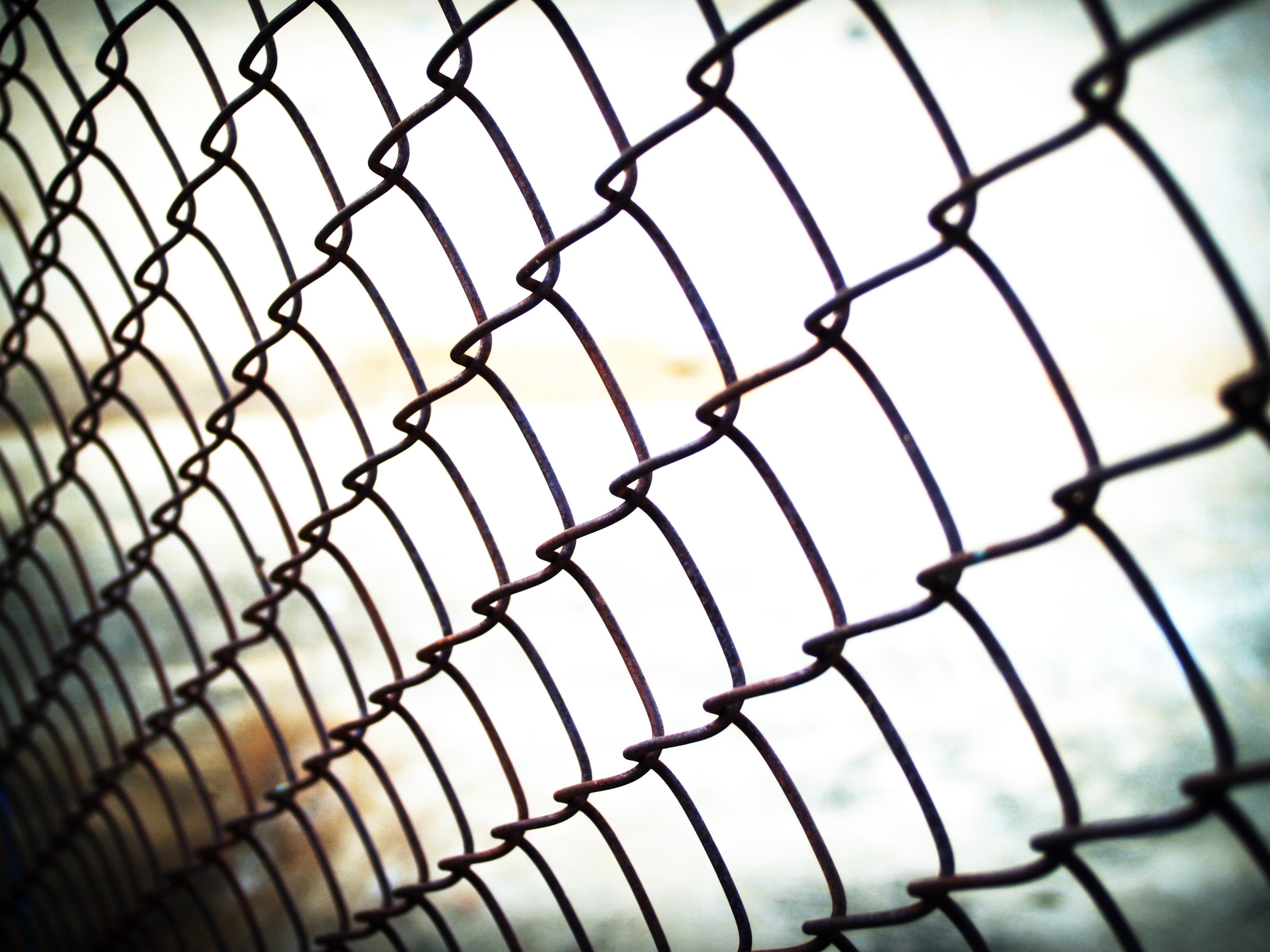 focus on foreground, industry, outdoors, chainlink Fence, backgrounds, fence, breach, wall, selective focus, barrier, metal, no people, isolated, HD Wallpaper