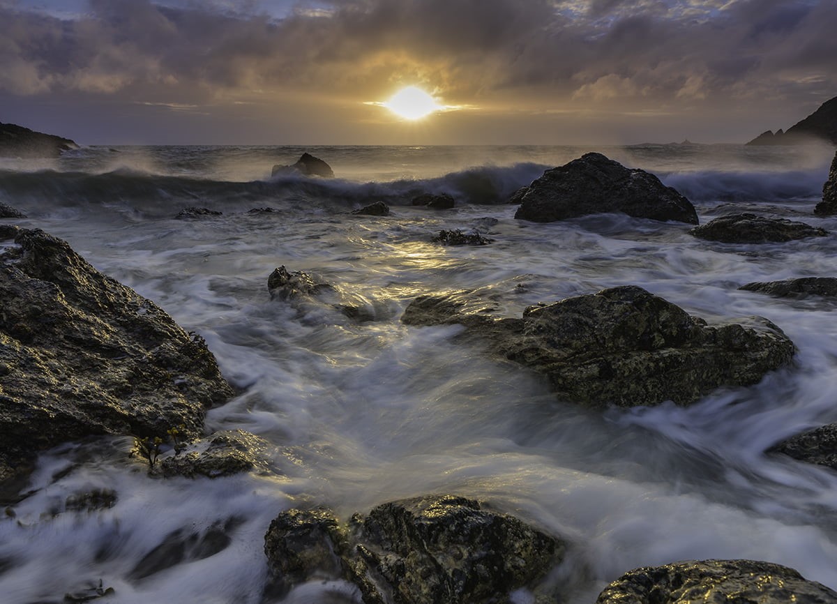 drama, cloudscape, sea, 480P, sunset, seascape, outdoors, coast, waves, golden hours, scenics, hours, wave, rocks, Back-Lit, cloudy, clouds, backlight, HD Wallpaper