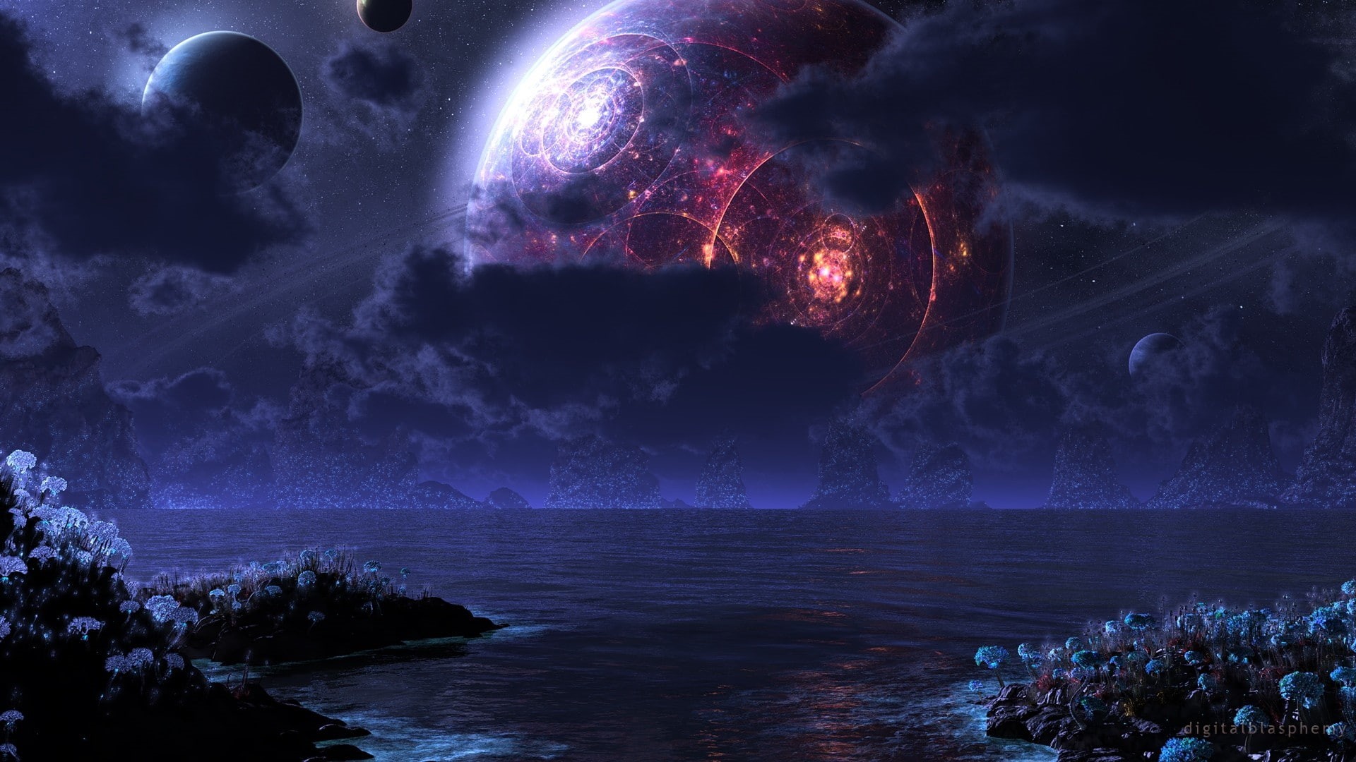 landscape, planet, 1080P, hd, civilization, alien, fantasy, HD Wallpaper