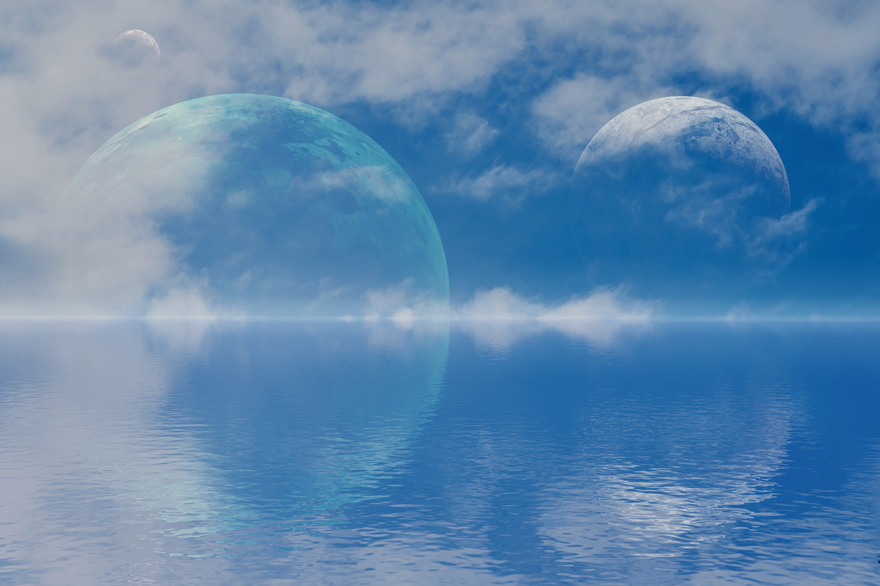 geometric shape, no people, universe, horizon over water, solar, space, astronautics, idyllic, scenics - nature, landscape, outdoors, reflection, nasa, HD Wallpaper