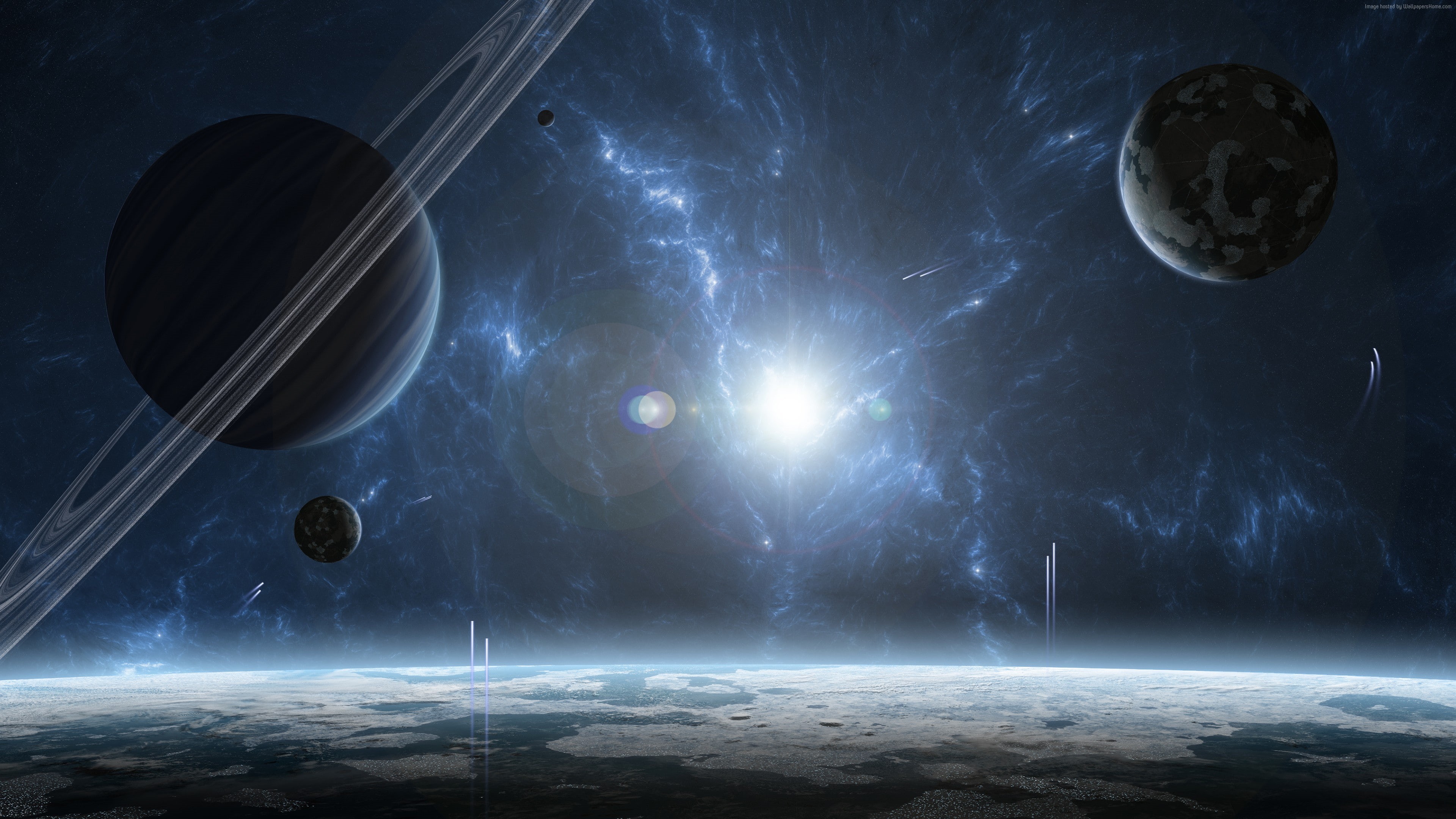 explosion, space, Planet, 4K, Exoplanet, stars, HD Wallpaper