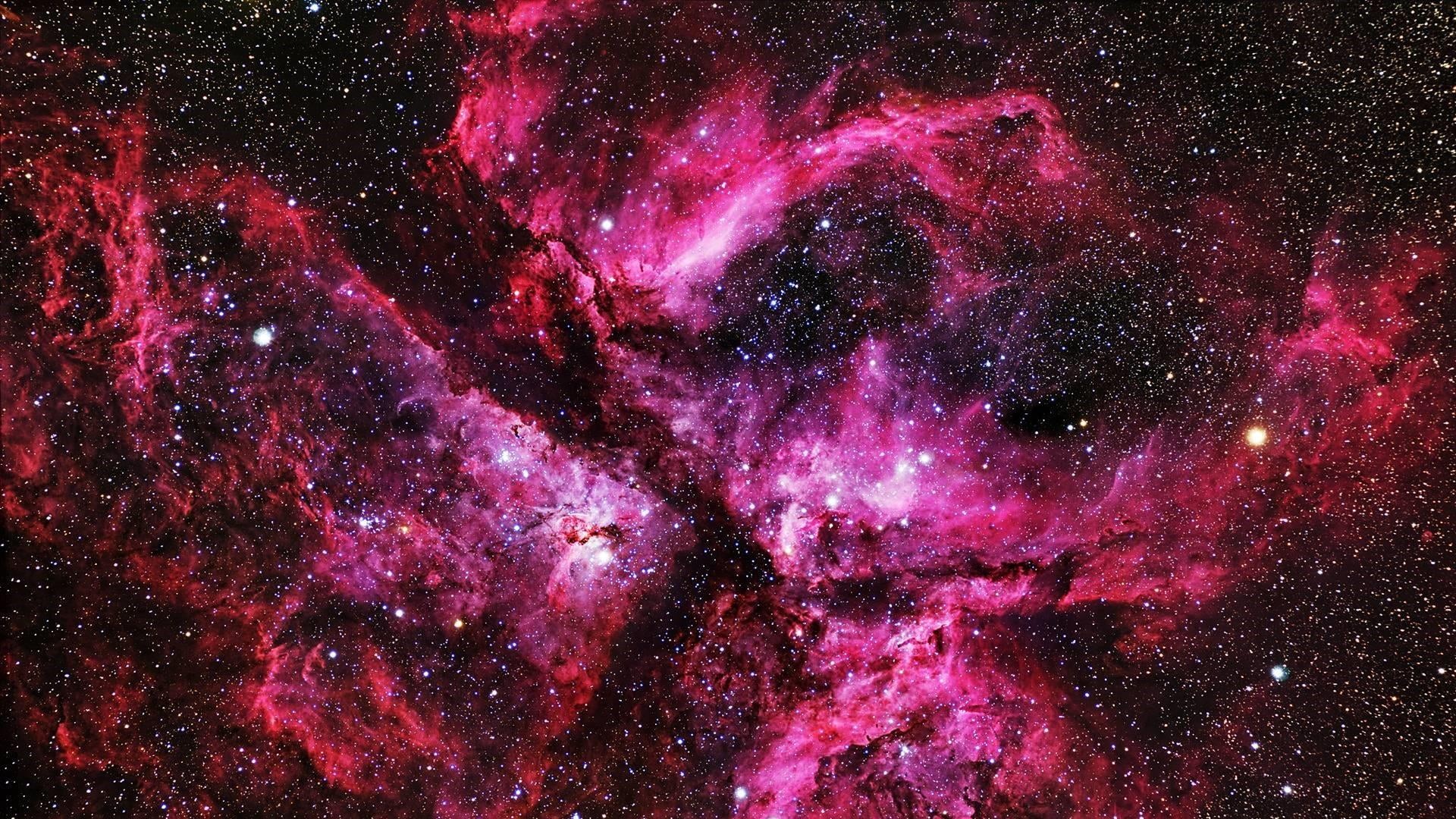 outdoors, space, galaxy, majestic, pink, constellation, sky, no people, dust, infinity, bright, pink color, universe, purple, astronomy, luminosity, night, HD Wallpaper