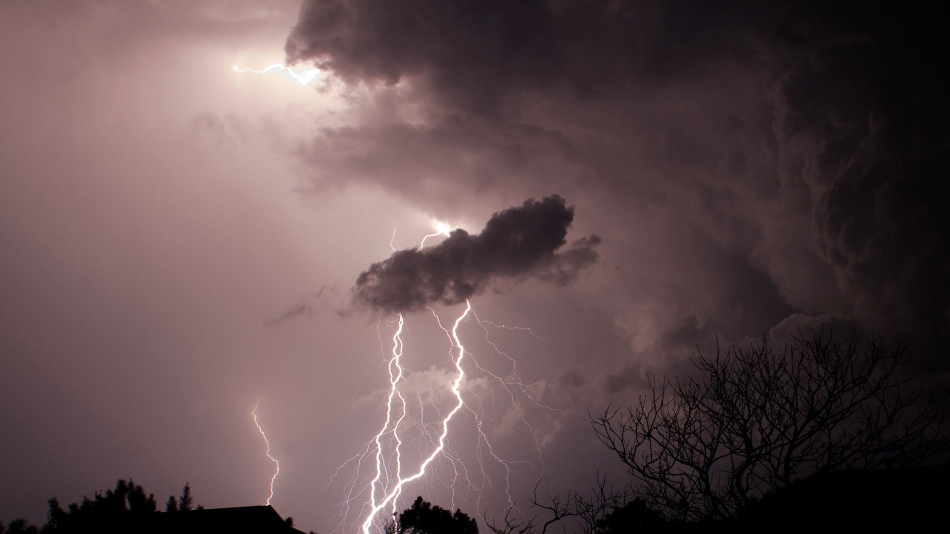dramatic sky, beauty in nature, 1080P, pollution, silhouette, meteorology, no people, power in nature, sign, 500px, environment, lightning, outdoors, power, HD Wallpaper