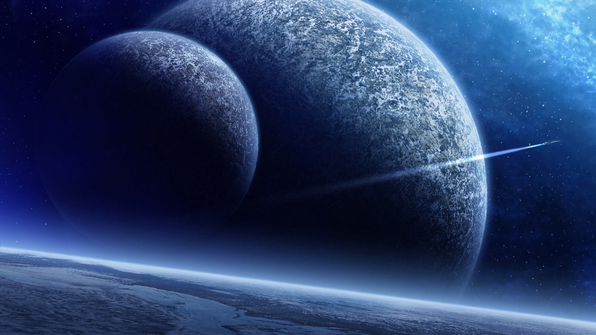 satellite view, beauty in nature, meteorology, night, moon surface, 1080P, dark blue, fantasy art, space art, scenics - nature, no people, science, planet earth, HD Wallpaper
