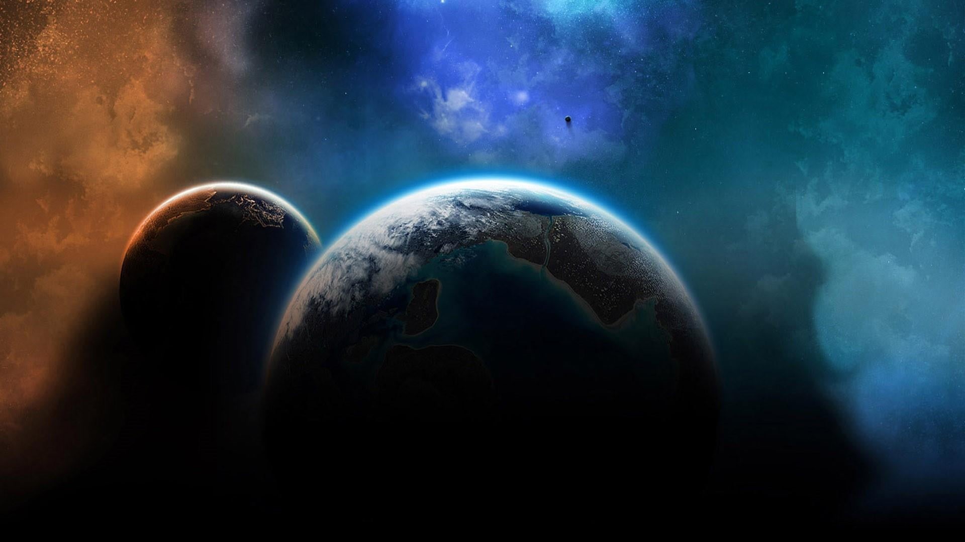 planets, earthlike, universe, environment, sky, glowing, orbiting, beginnings, space, globe - man made object, night, planet earth, nature, blue, dark, HD Wallpaper