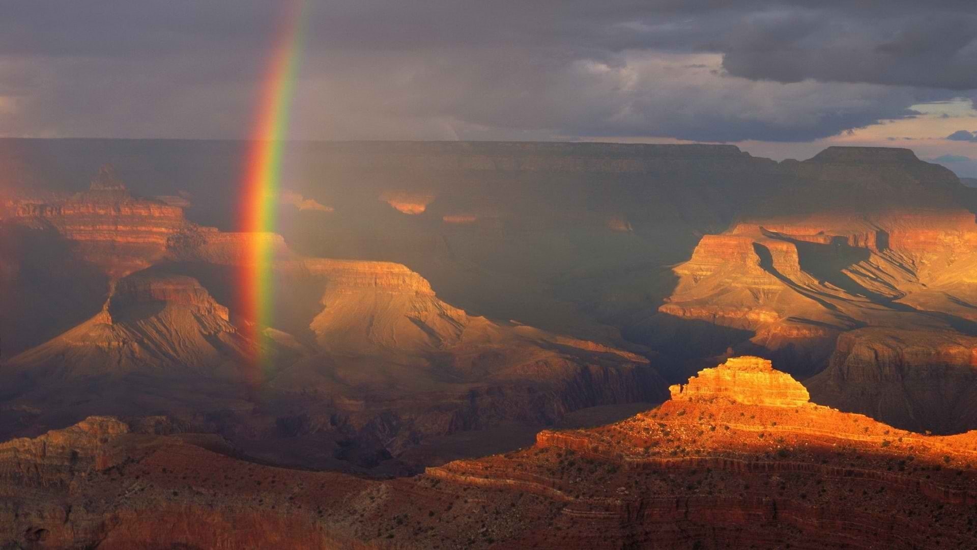 rainbows, Grand Canyon, landscape, 1080P, canyon, HD Wallpaper