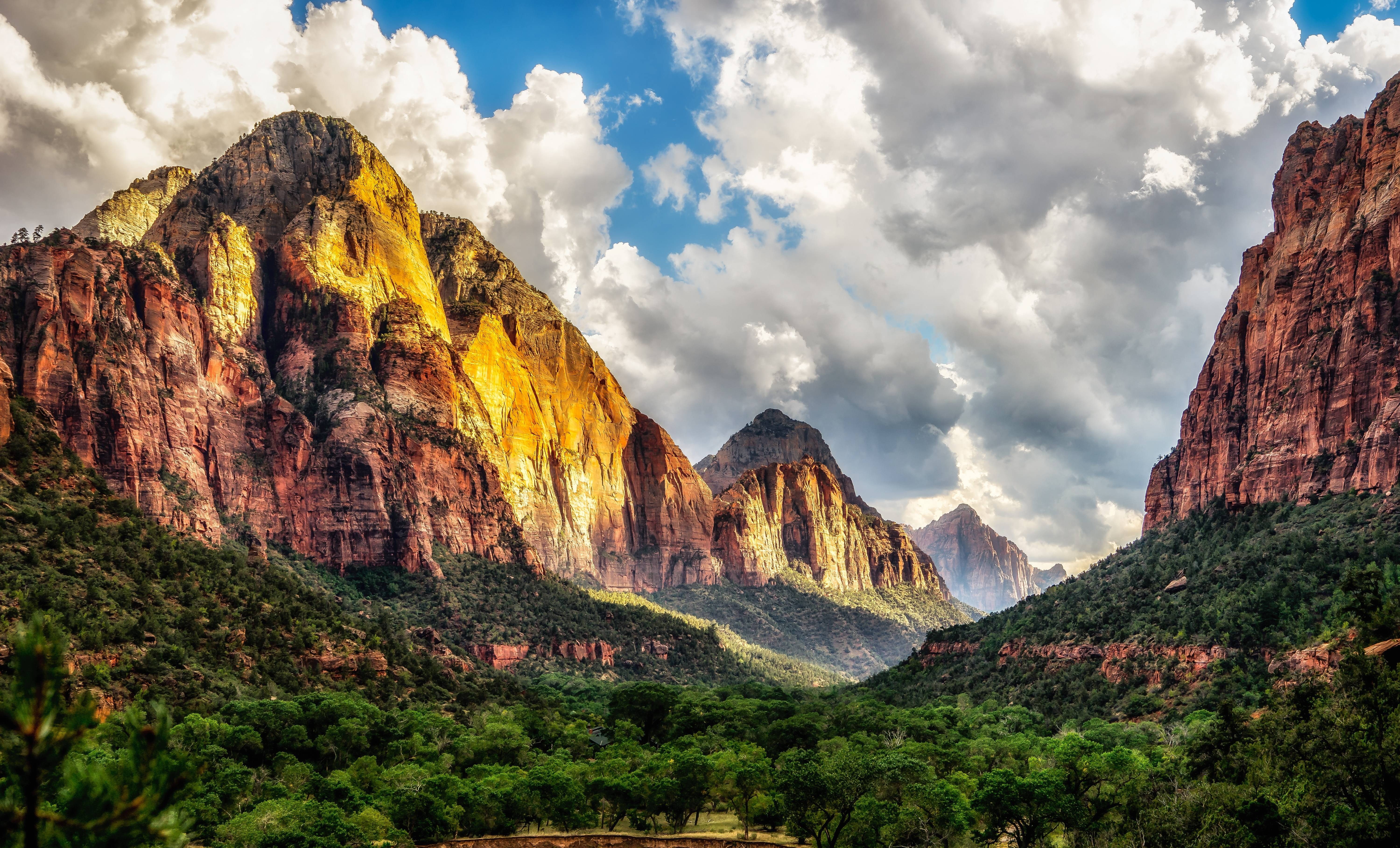 clouds, beauty in nature, non-urban scene, nature, formation, eroded, rocky mountains, trees, physical geography, tranquil scene, sky, mountain, no people, HD Wallpaper