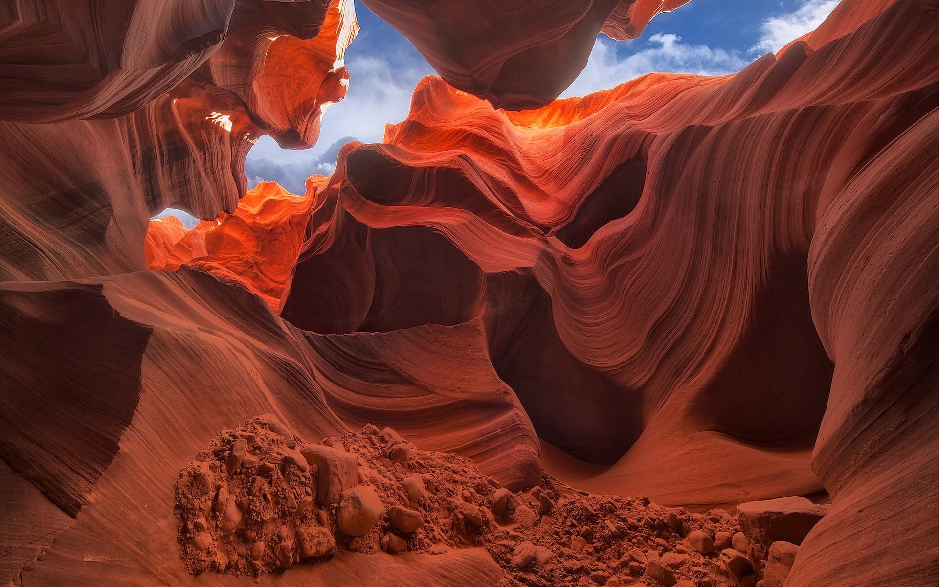 Canyon, 1080P, Arizona, Red, Rocks, Stones, Antelope, USA, Sky, HD Wallpaper