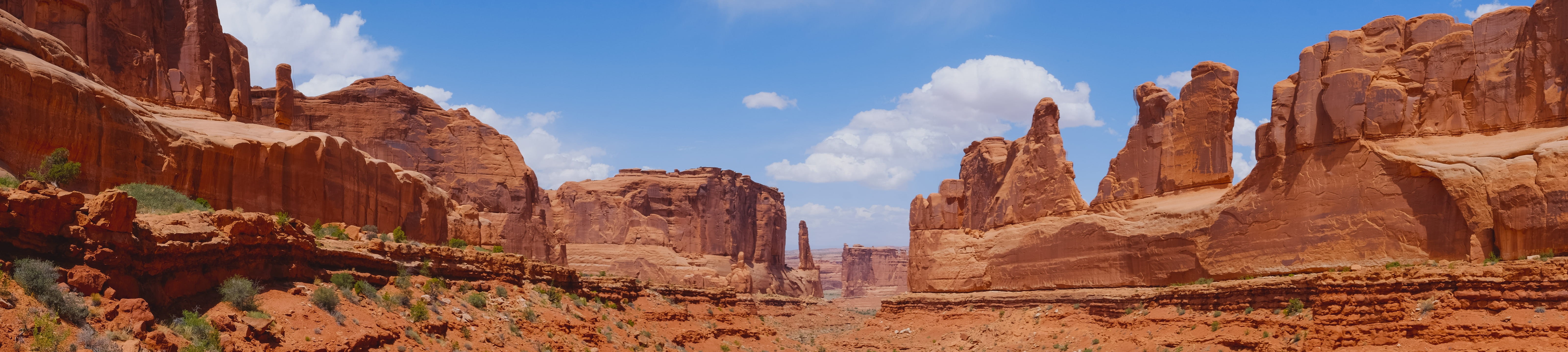 hiking, nature, panorama, rock, architecture, mountain range, landscape, non-urban scene, utah, sky, cloud - sky, explore, solid, land, panoramic, travel destinations, HD Wallpaper
