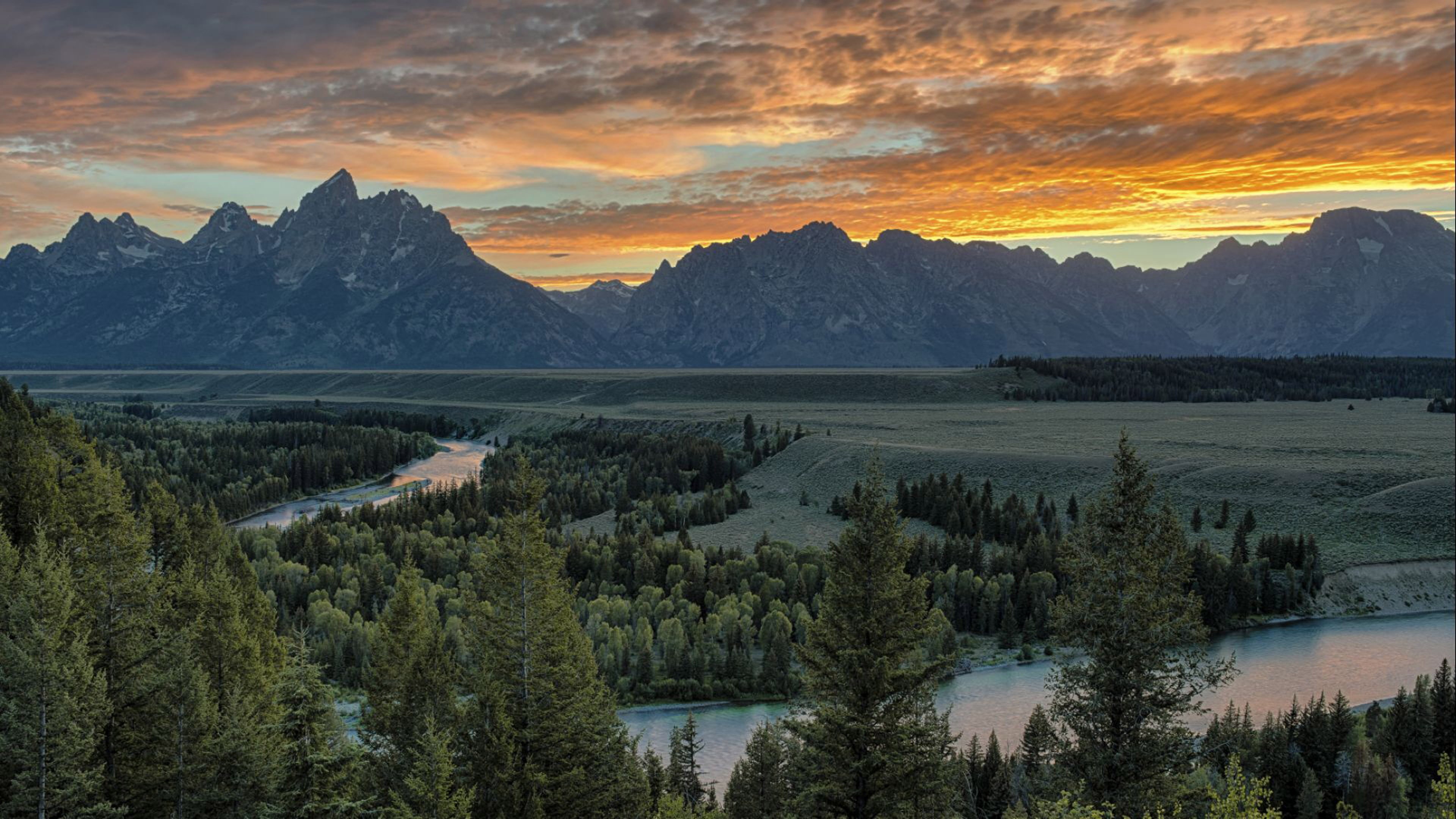 mobile, water, national, snake, tree, sky, teton, wyoming, mountain peak, plant, overlook, tablet, no people, laptop, hd, nature, phones, states, sun, land, HD Wallpaper