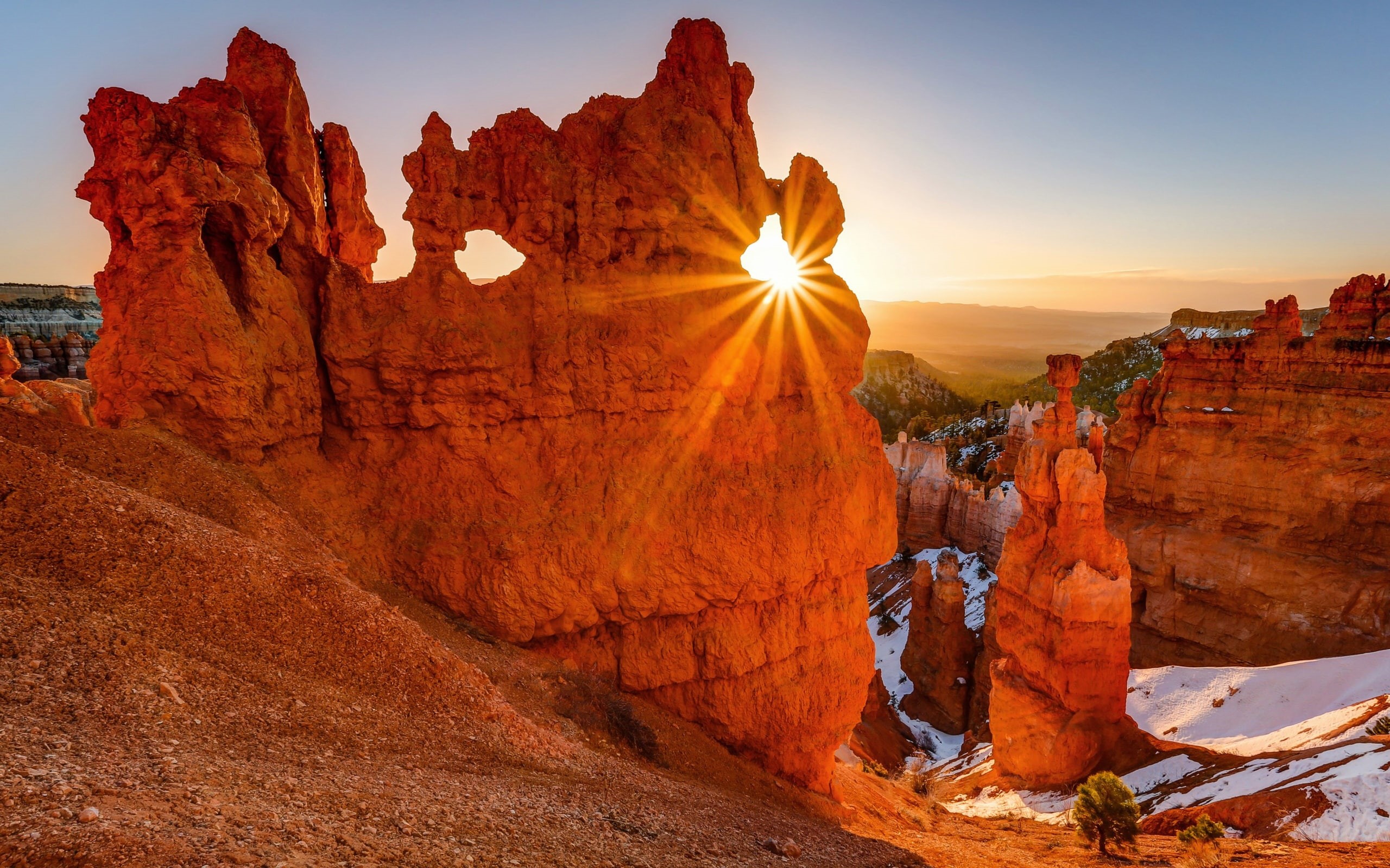 rock, canyon, rays, red, sunset, bryce, mountains, usa, hd, national, park, nice, 2K, desktop, HD Wallpaper