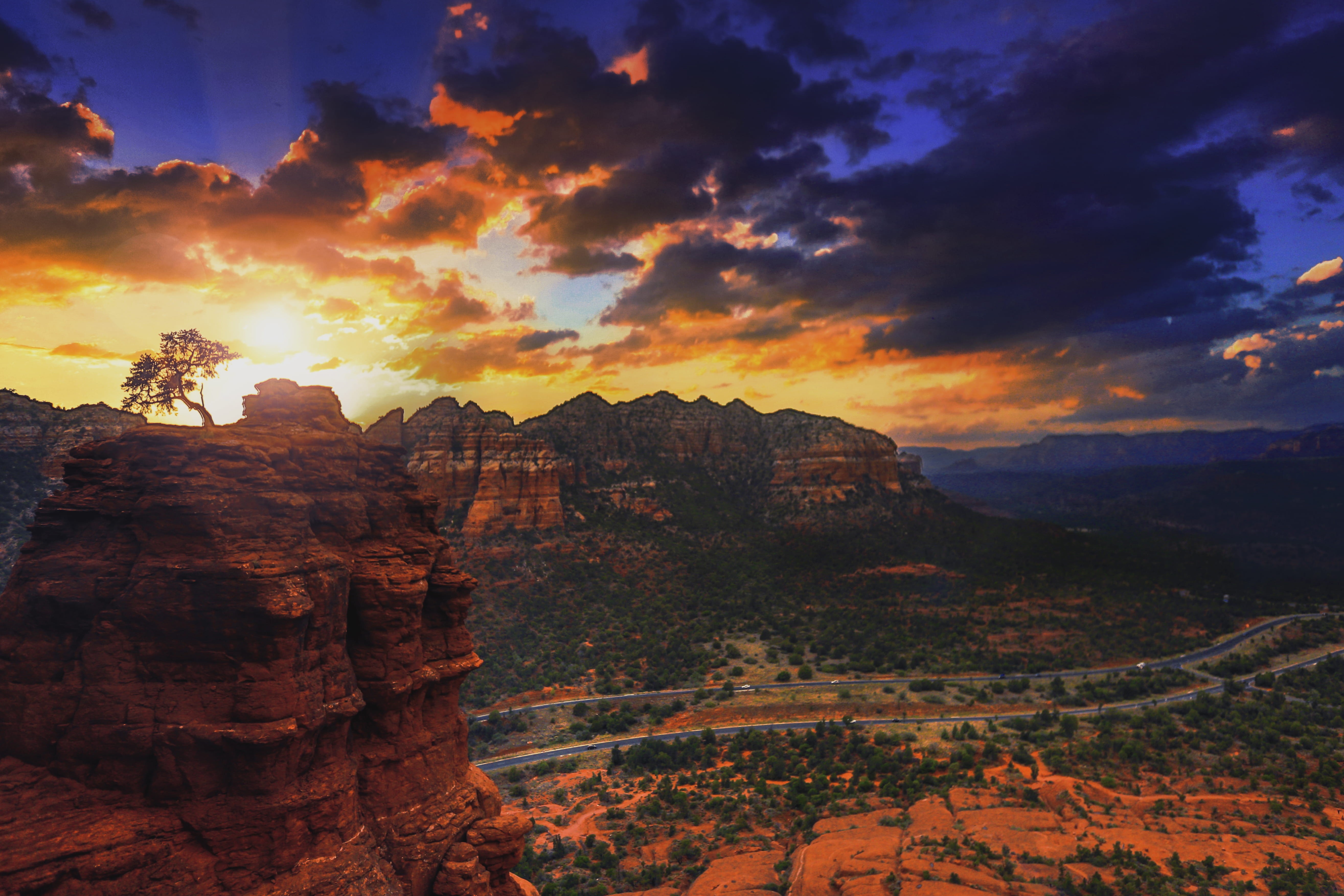 no people, nature, sandstone, sunset, beauty in nature, best sunsets, rock formation, tranquility, idyllic, outdoors, sedona, landscape, non-urban scene, HD Wallpaper