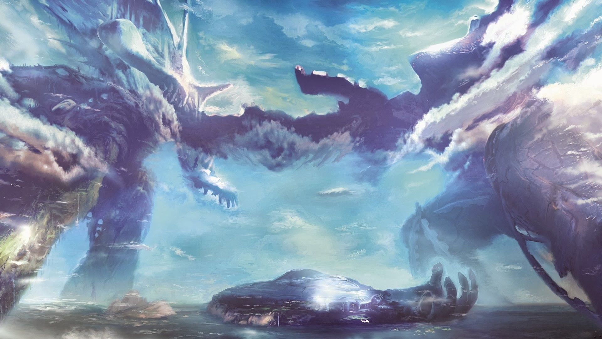 tranquil scene, Xenoblade, mountain, tranquility, geology, non-urban scene, snowcapped mountain, Xenoblade Chronicles, no people, outdoors, spaceship, environment, HD Wallpaper